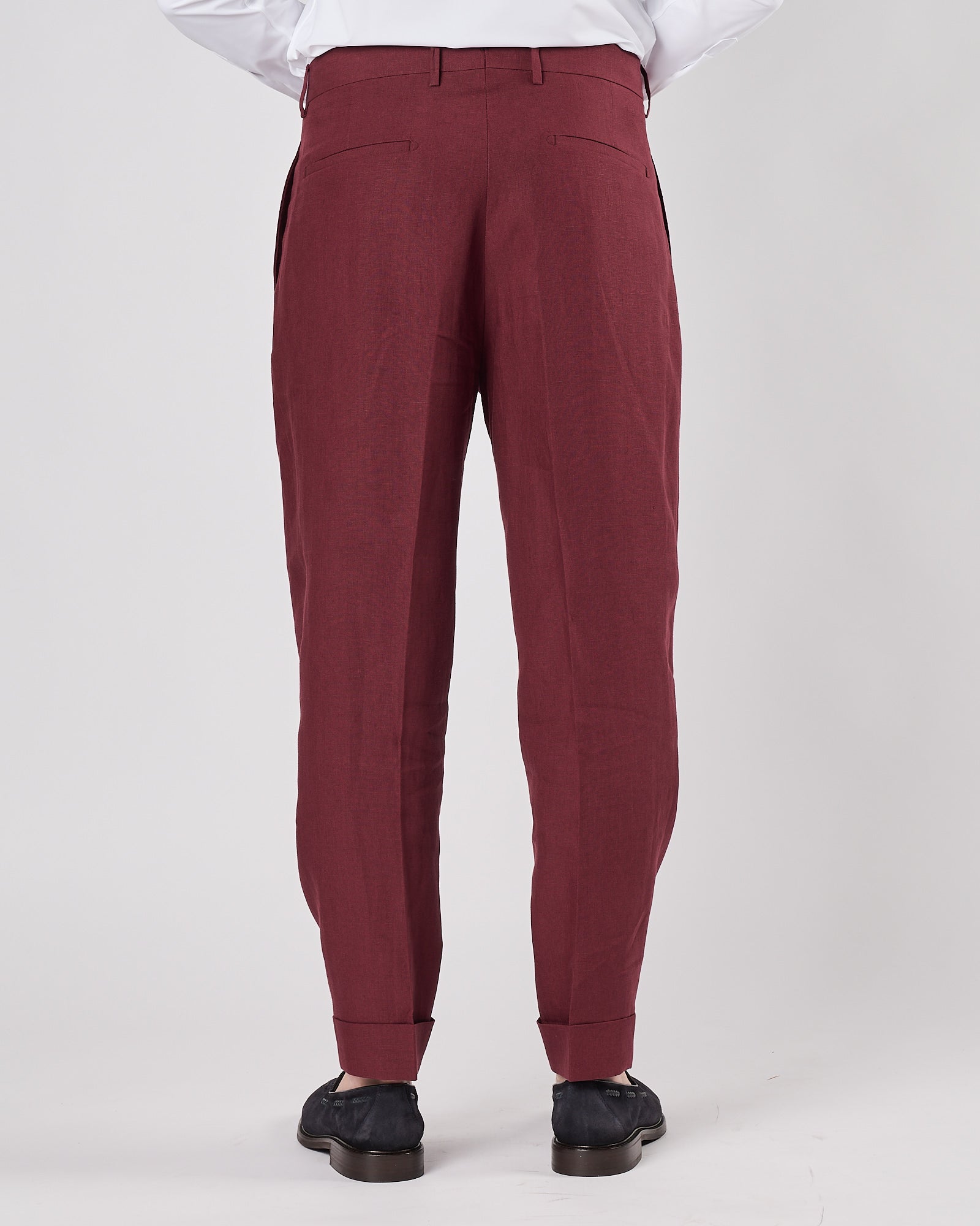 Pantalone Berwich una pence francese in lino borgogna