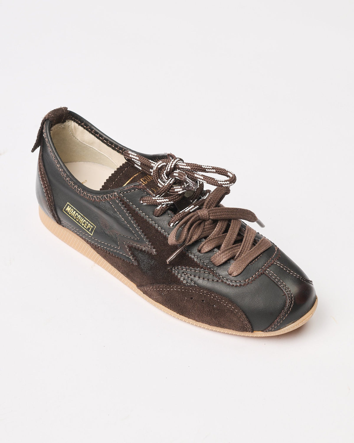 Sneaker Moaconcept camouflage in canvas e ecopelle moro