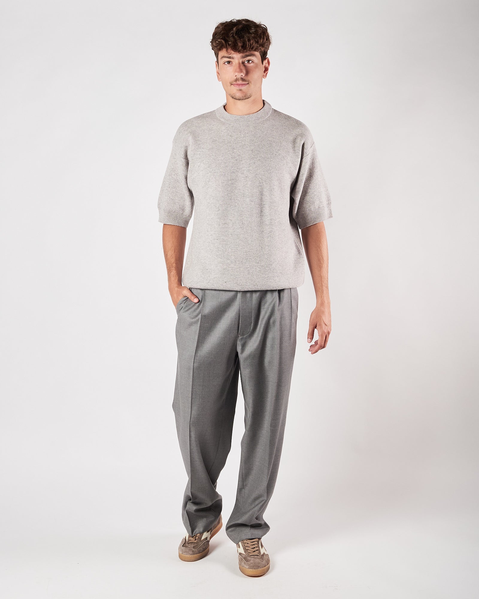 Pantalone Lbm19111 doppia pence largo grigio