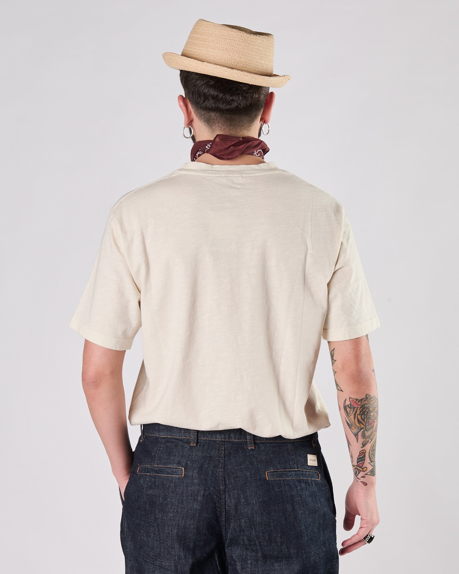 T-shirt Aimé regular cotone fiammato crema