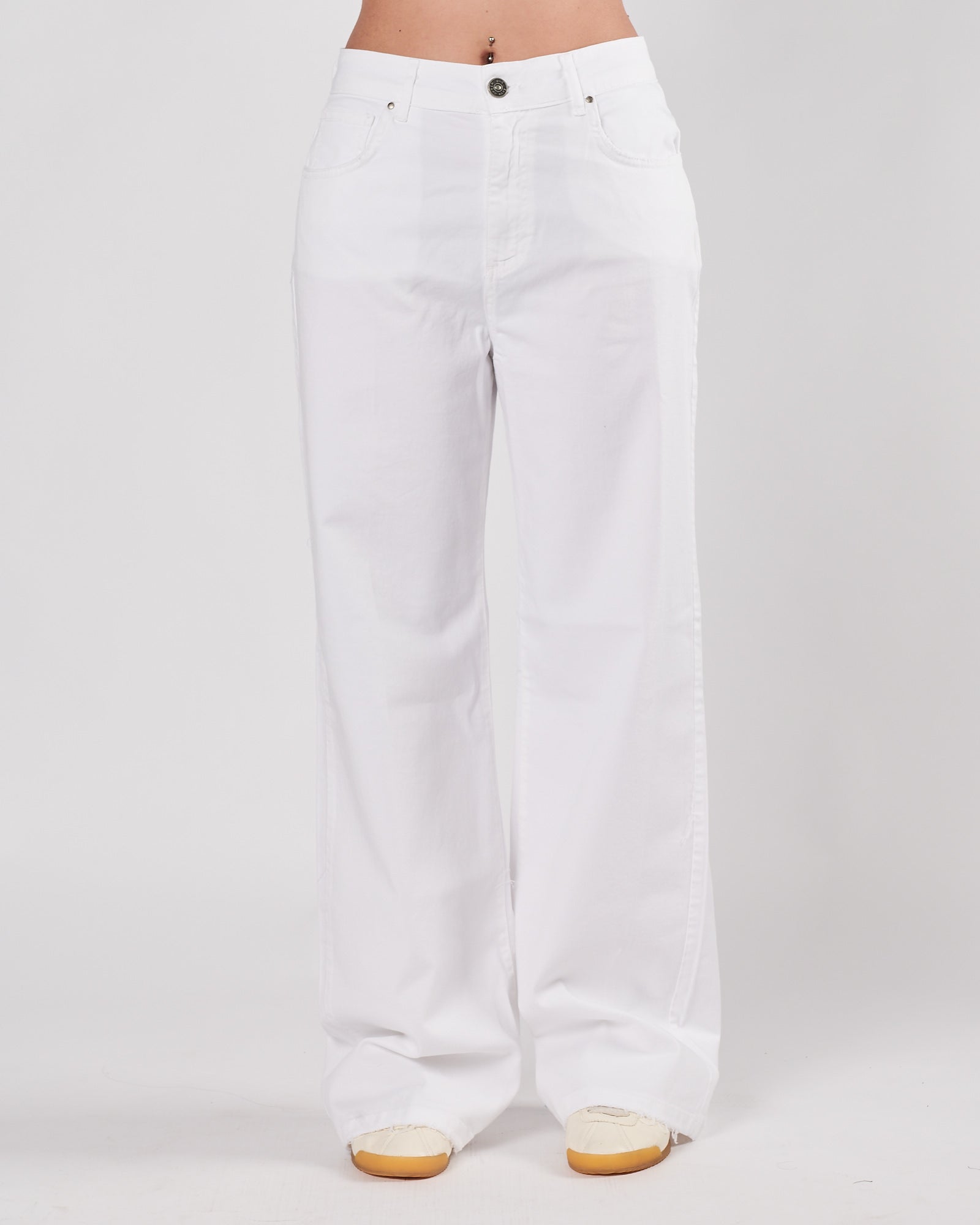 Jeans God Save Denim a palazzo sfrangiato in fondo