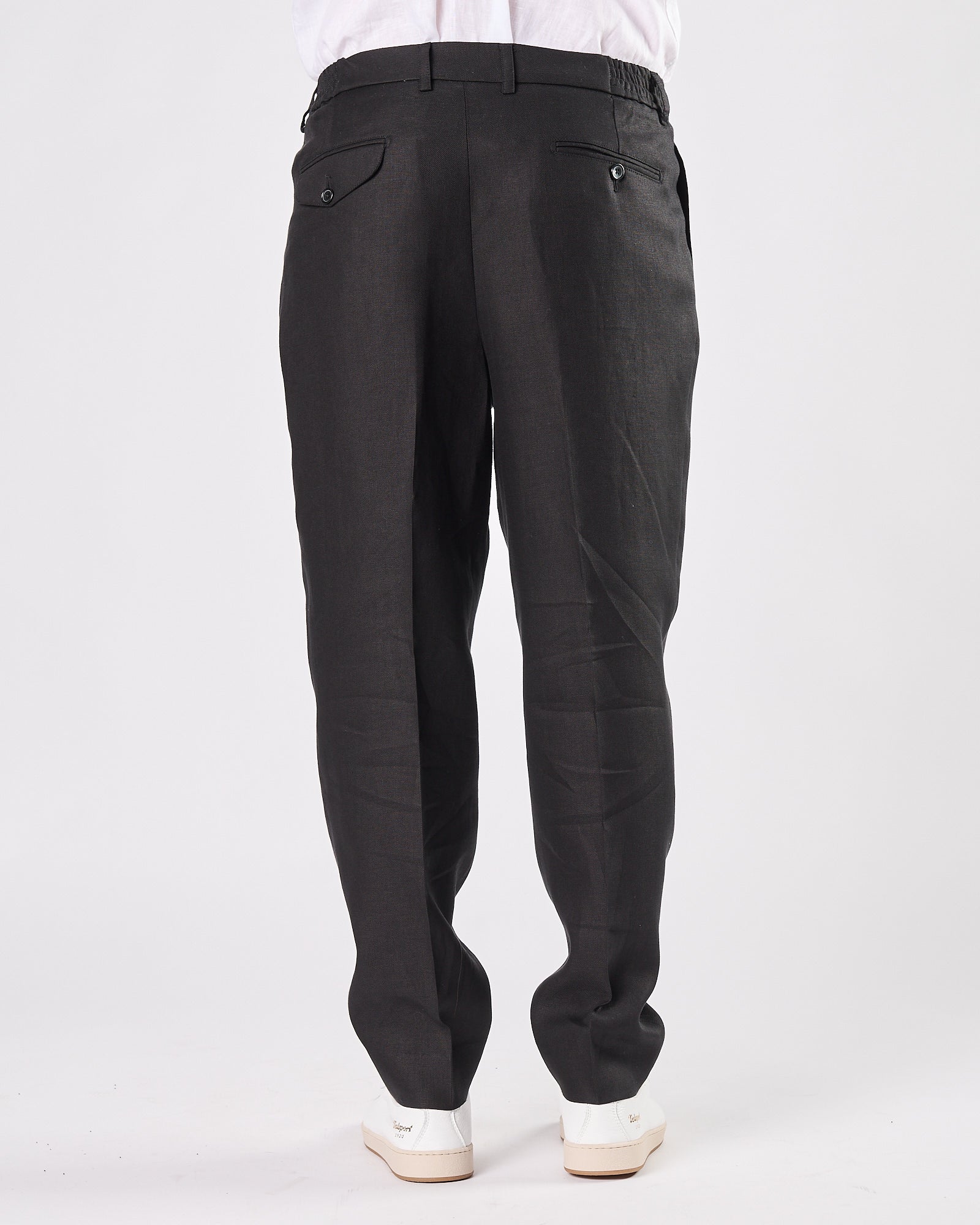 Pantalone A|STORE doppia pence nero in lino