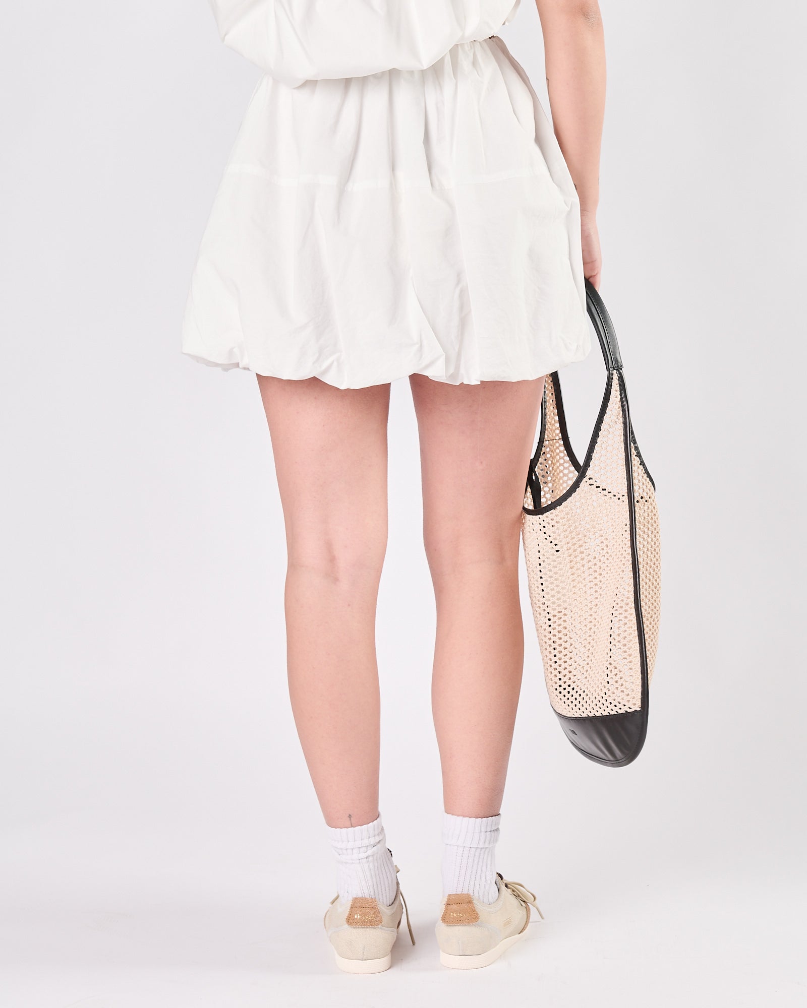 Gonna Eleh in popeline corta bianca