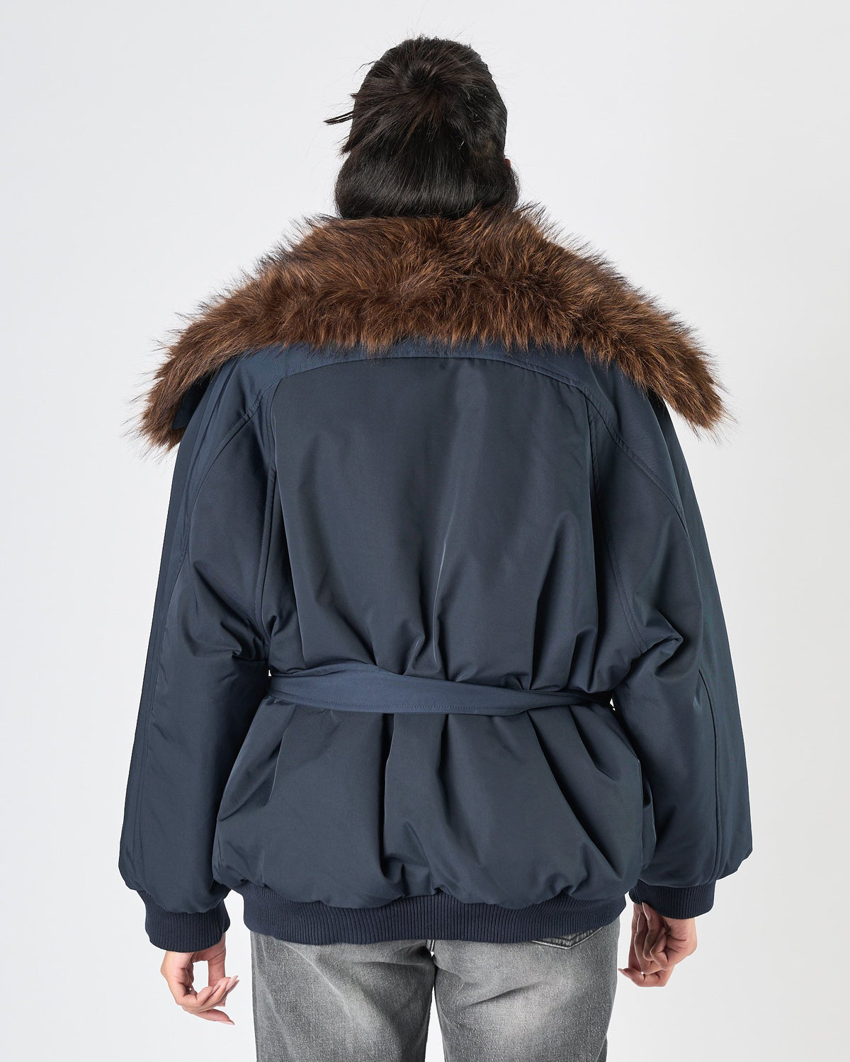 Giaccone Eleh blu ecopelliccia moro