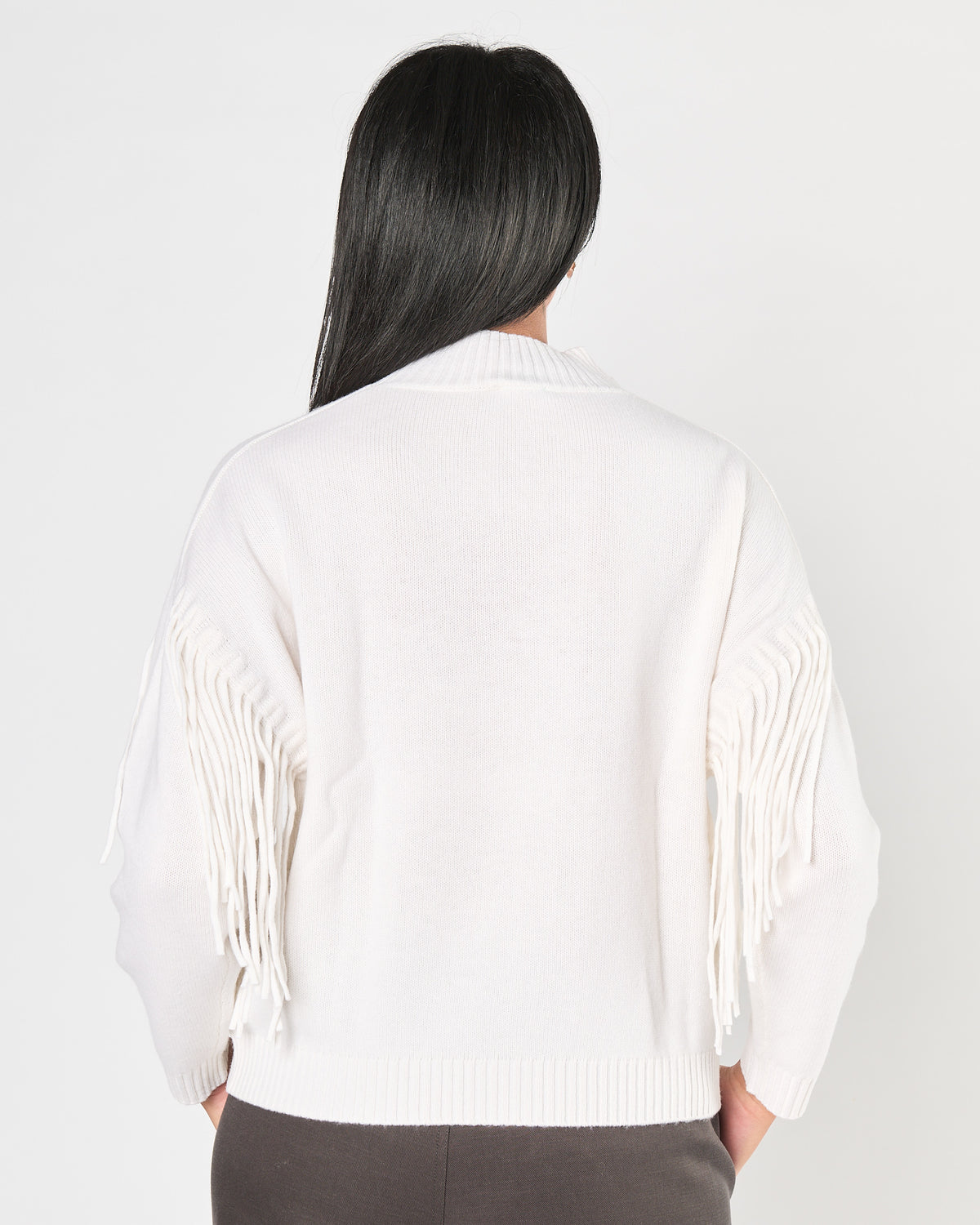 Maglia Since're Paris collo alto cream con frange