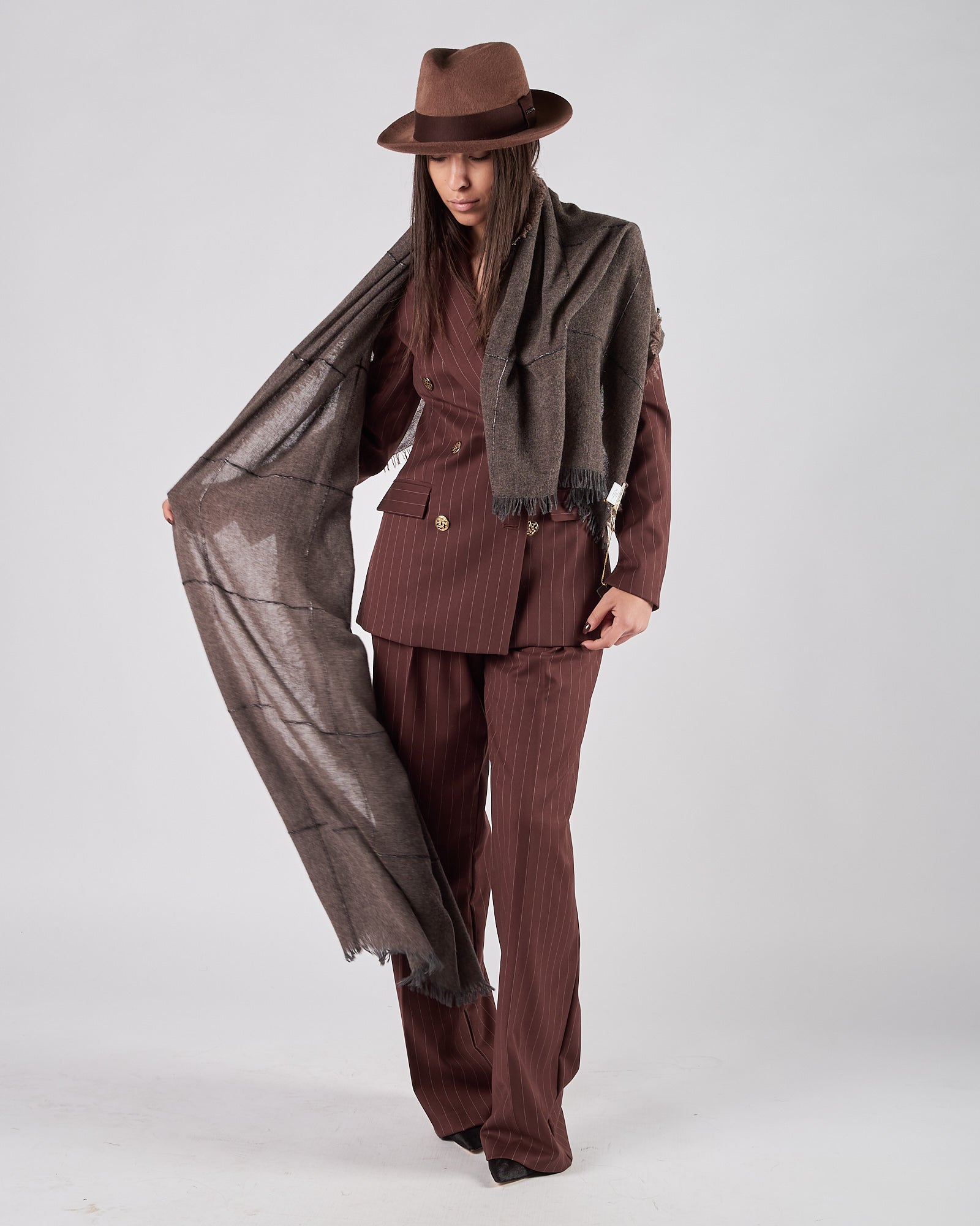 Sciarpa D'Aniello in lana tortora