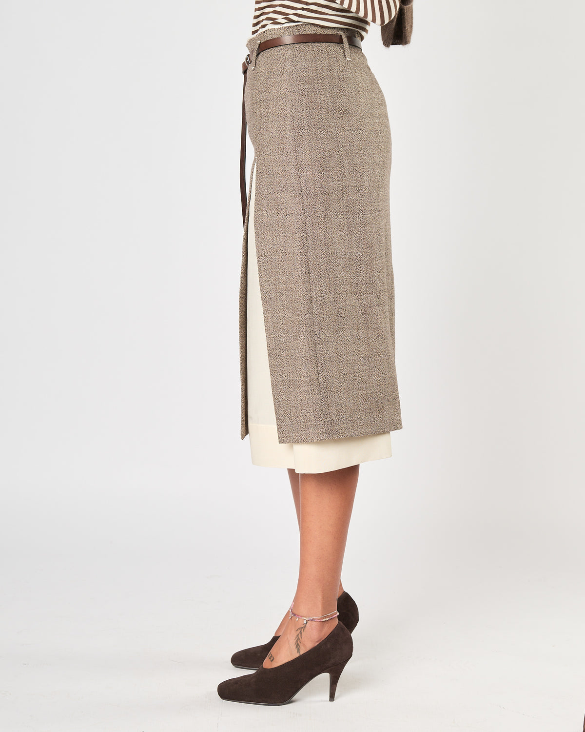Gonna Tela9 midi asimmetrica beige