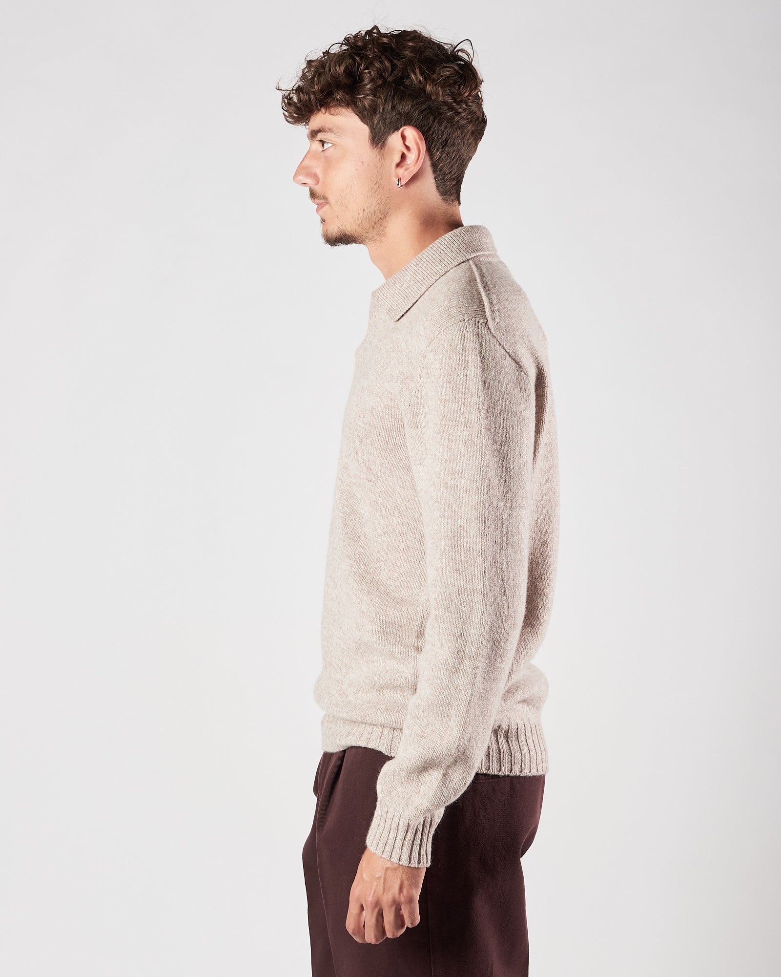 Polo A|STORE in lana senza bottoni beige