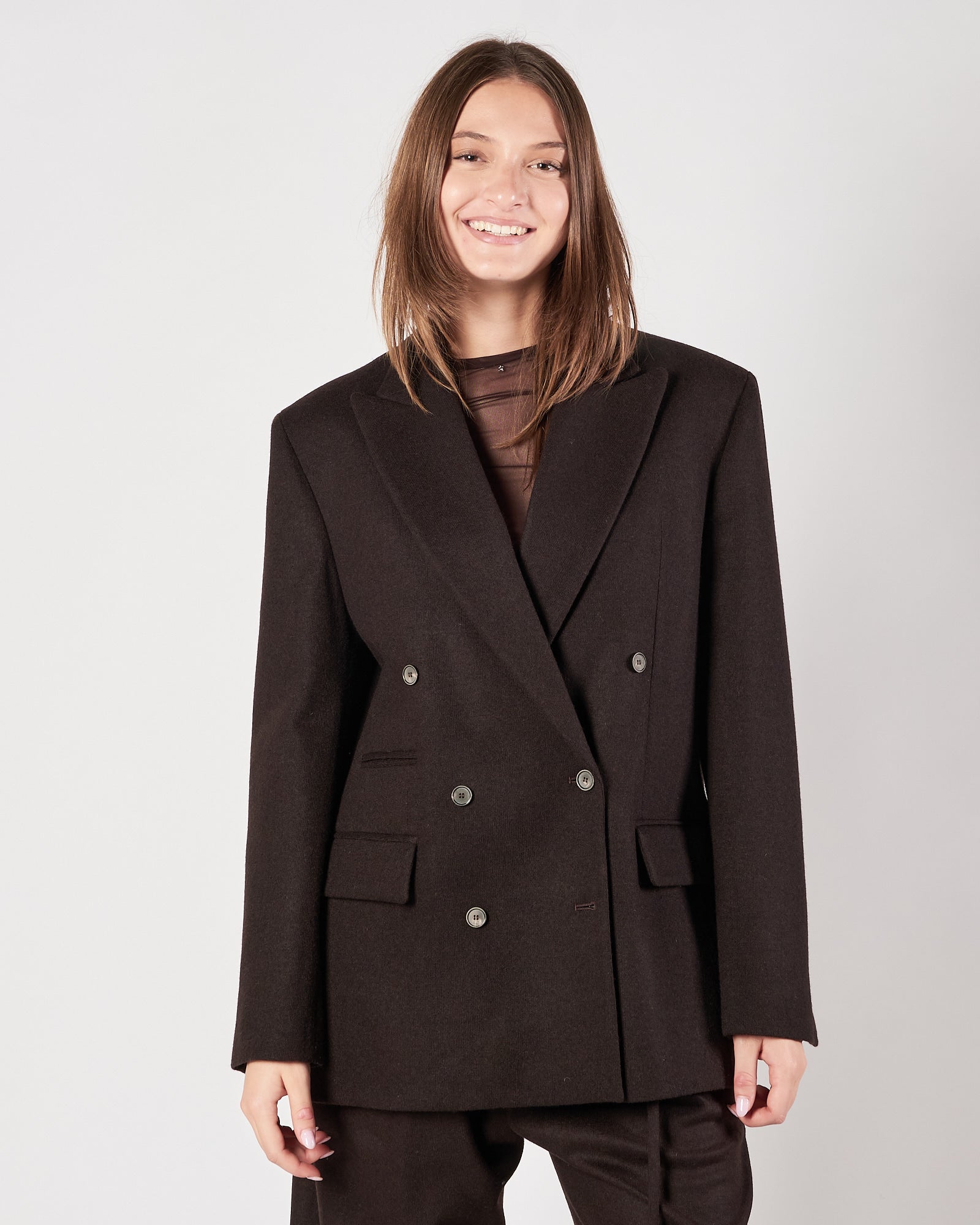 Giacca Tela9 over doopio petto caffè