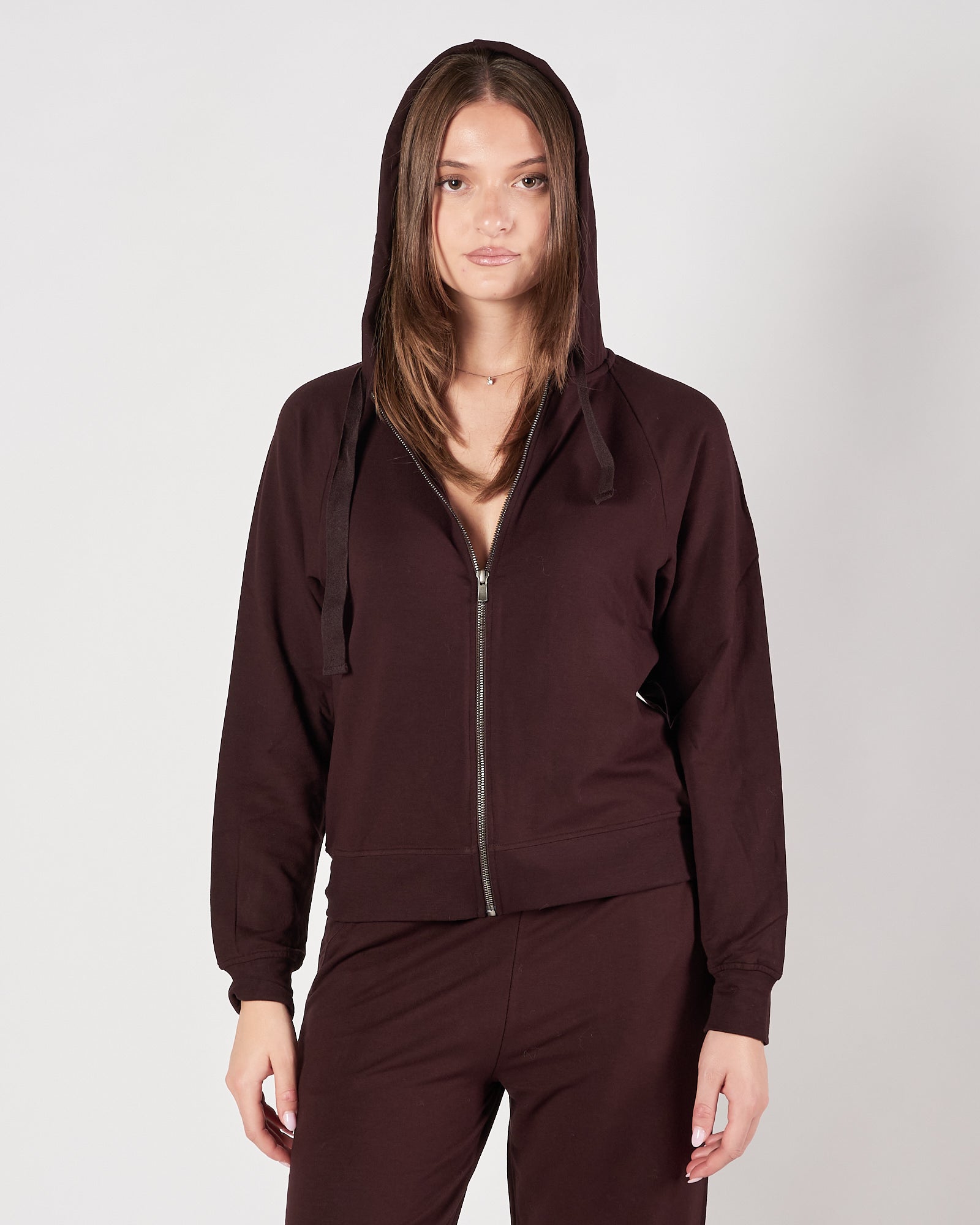 Felpa Majestic con zip prugna