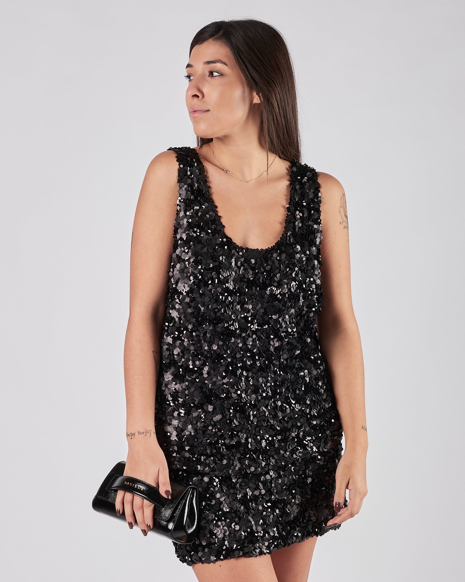 Top Eleh con paillettes nero