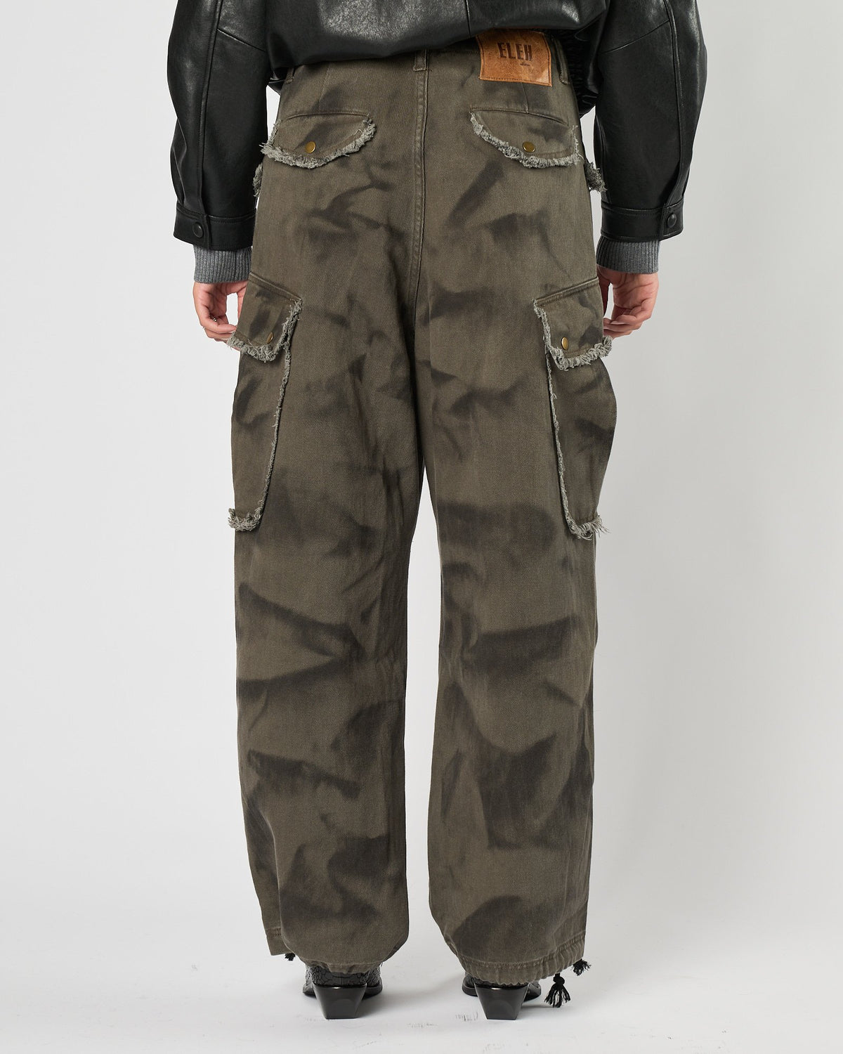 Jeans Eleh cargo washed verde nero