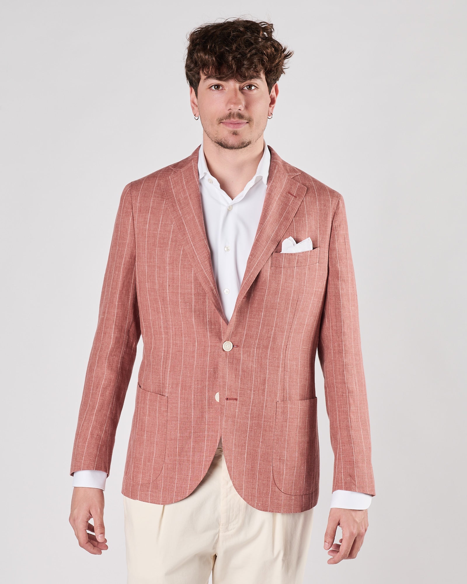 Giacca A|STORE un petto gessata rosa