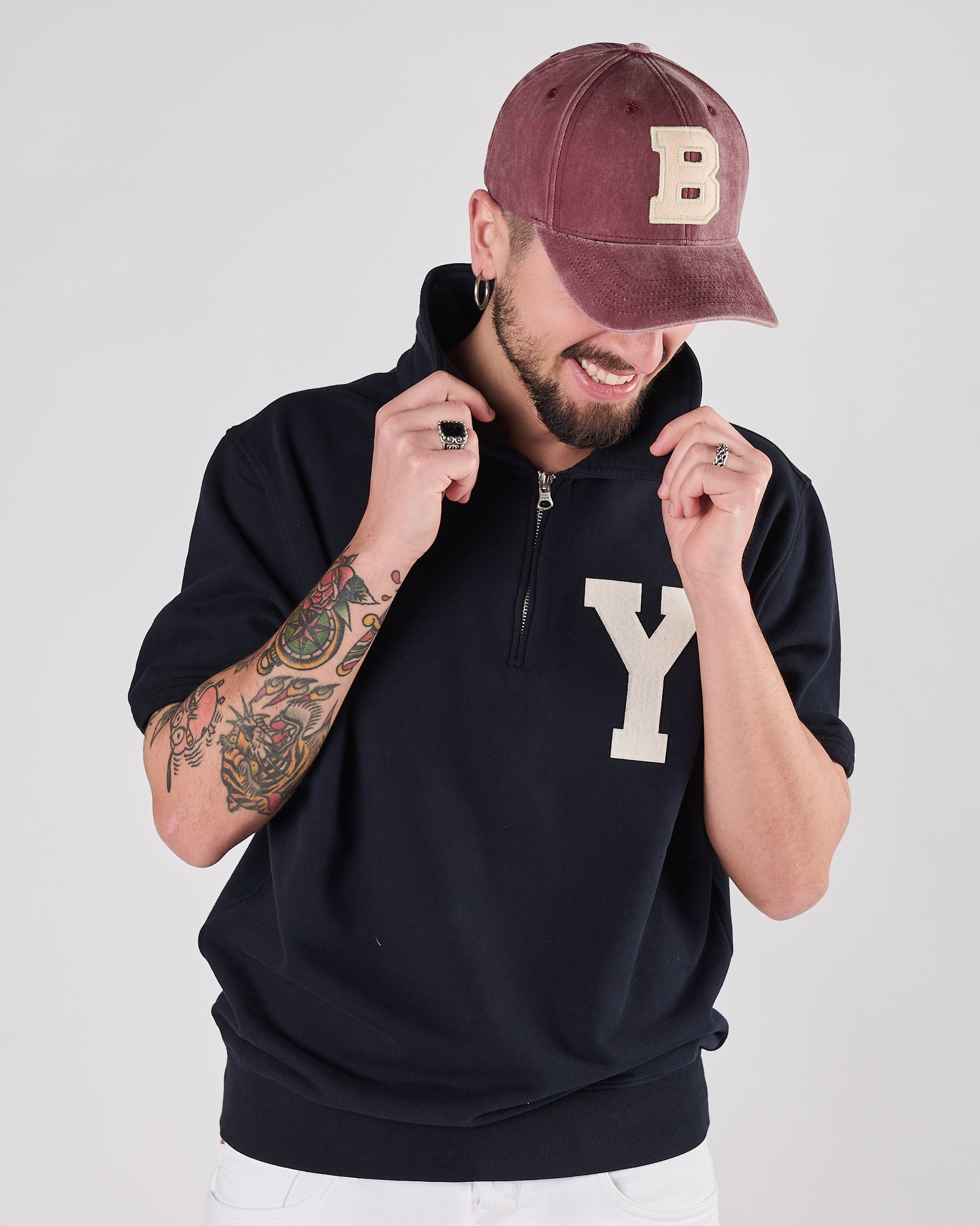 Polo Chesapeake's con zip in felpa mezza manica blu