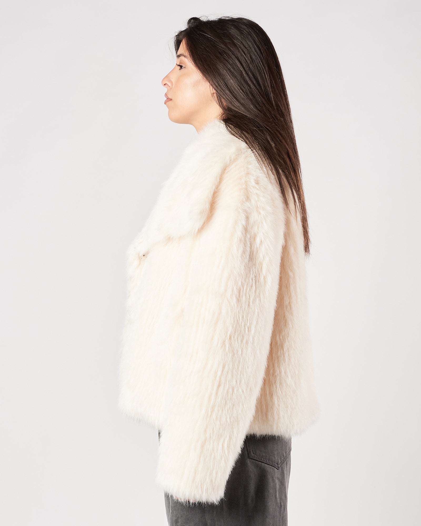 Ecopelliccia Eleh corta bianco panna