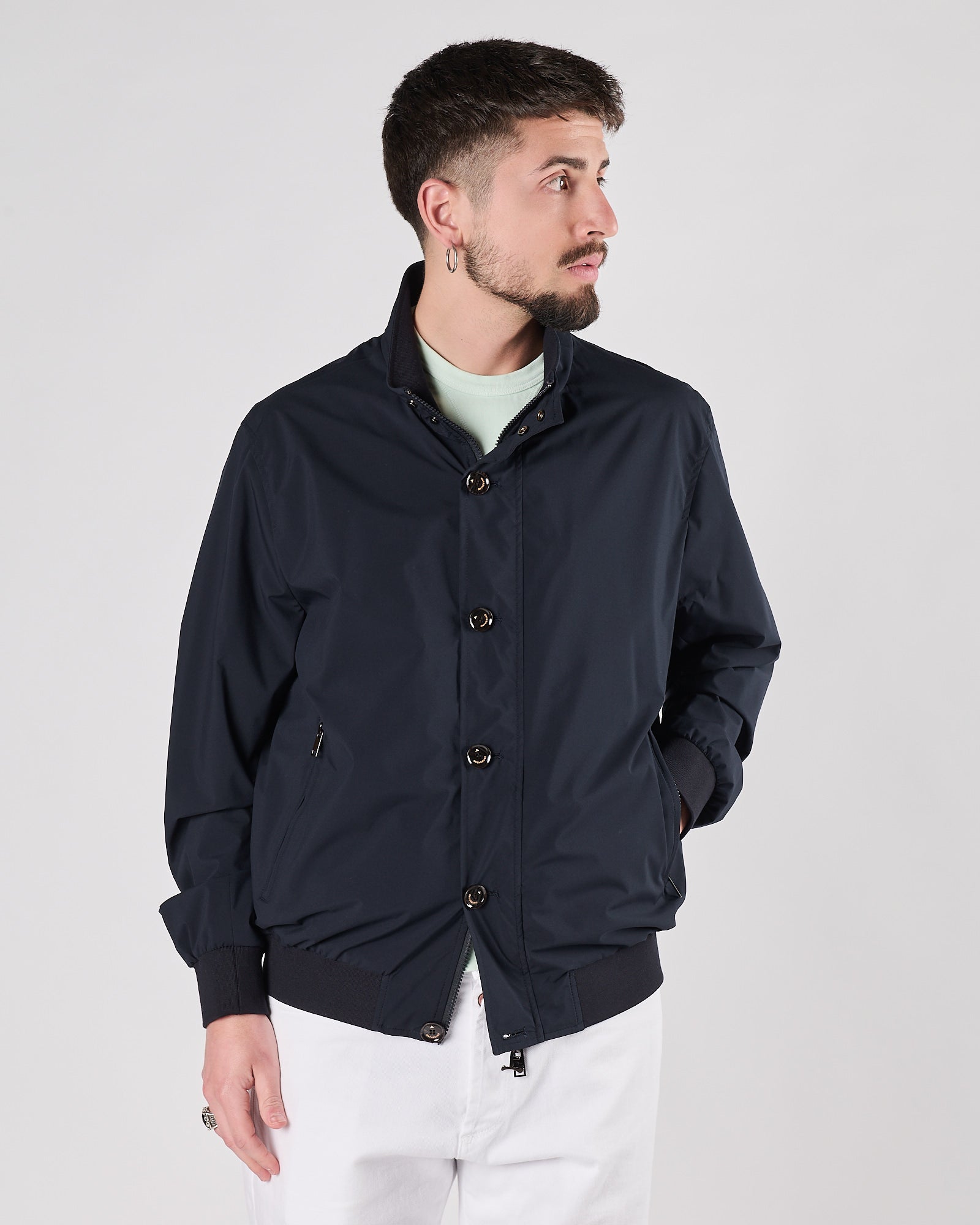 Giacchetto Onthebund con bottoni e zip blu