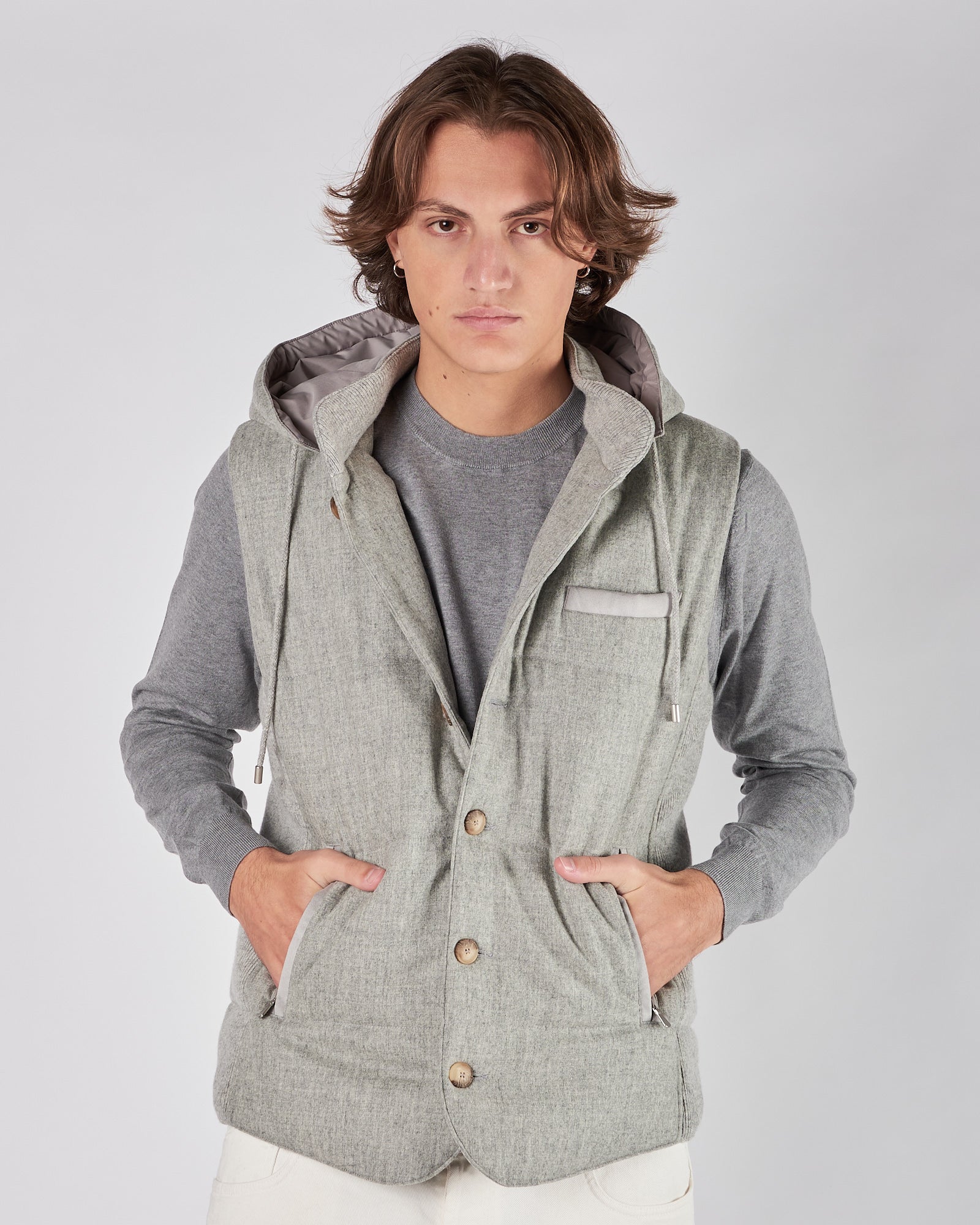 Gilet uomo in Lana grigio