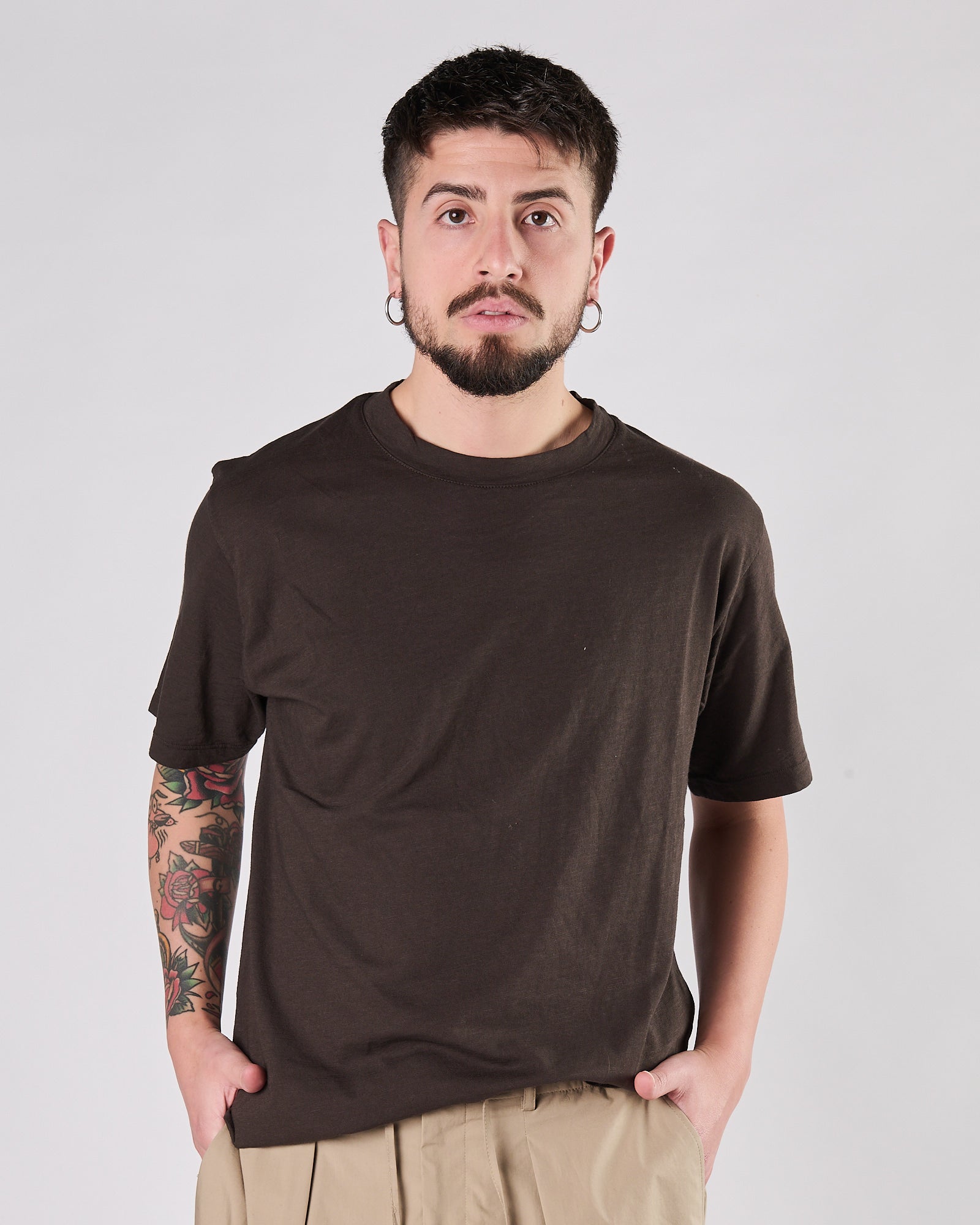 T-shirt Aimé regular cotone fiammato moro