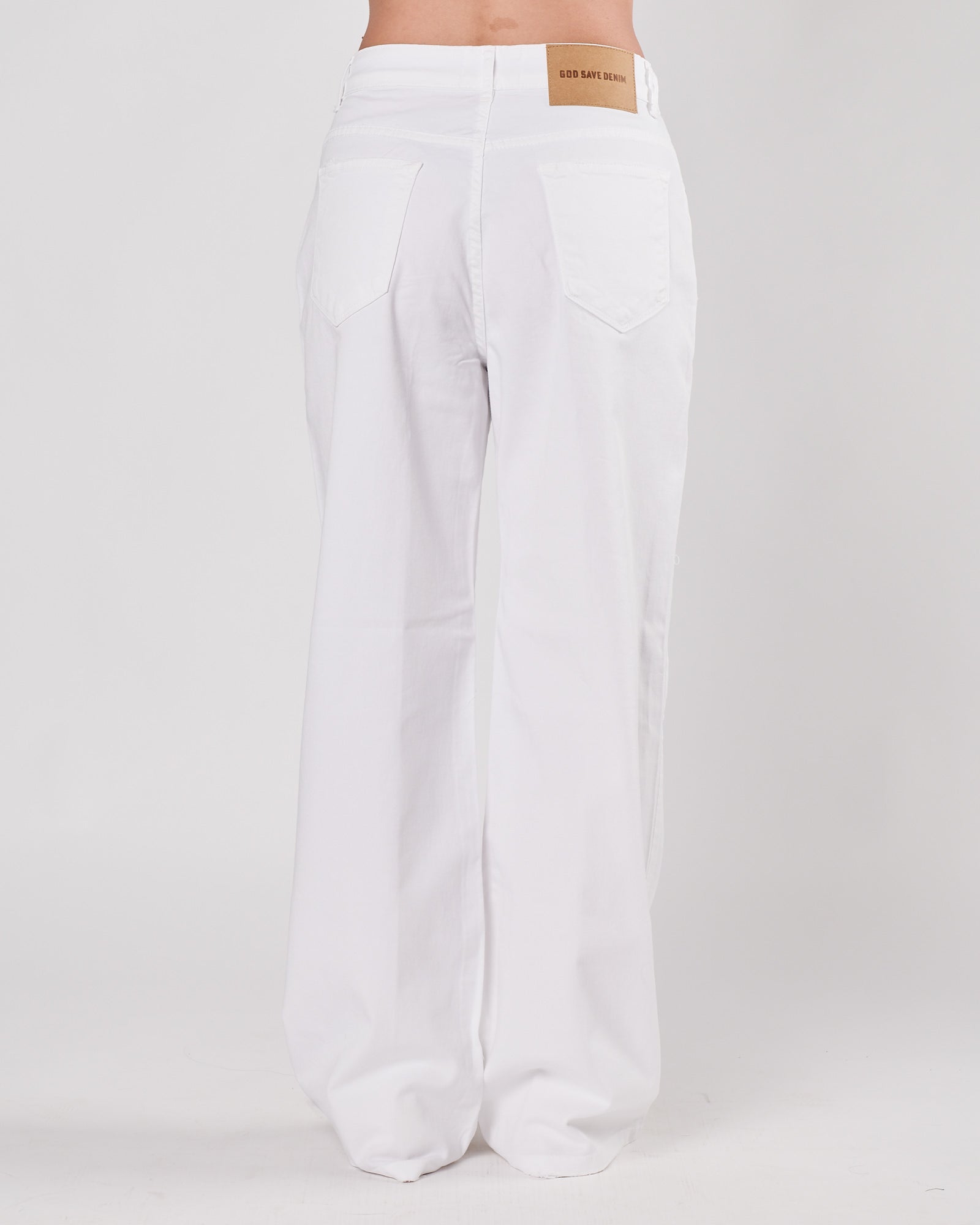 Jeans God Save Denim a palazzo sfrangiato in fondo