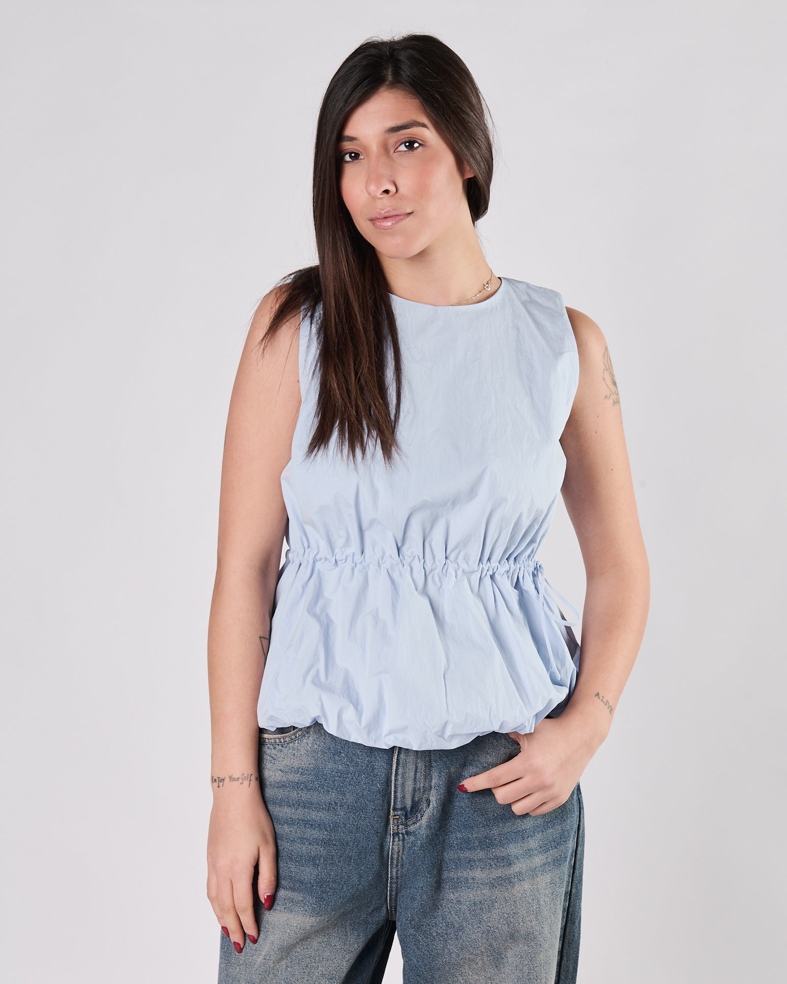 Top Eleh in popeline celeste