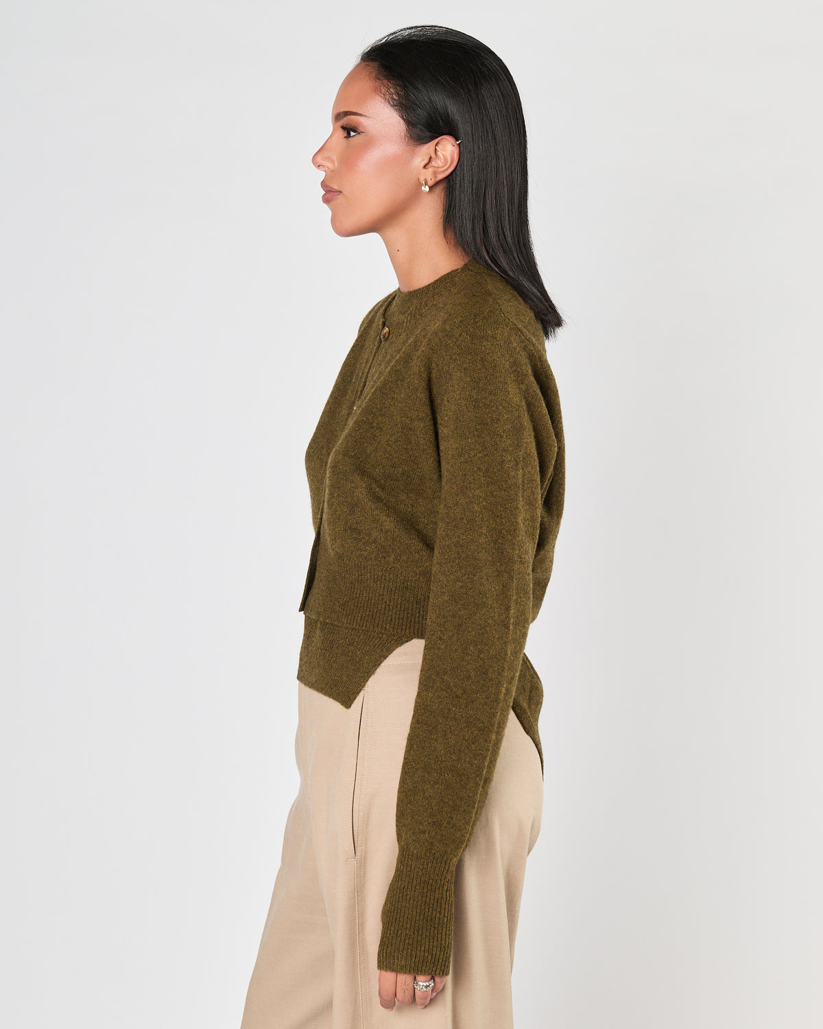 Cardigan Mes Demoiselles con bottoni khaki
