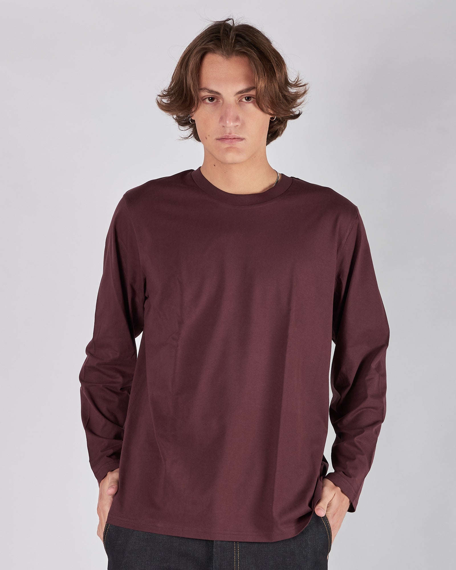 Maglia A|STORE regular in cotone organico burgundy
