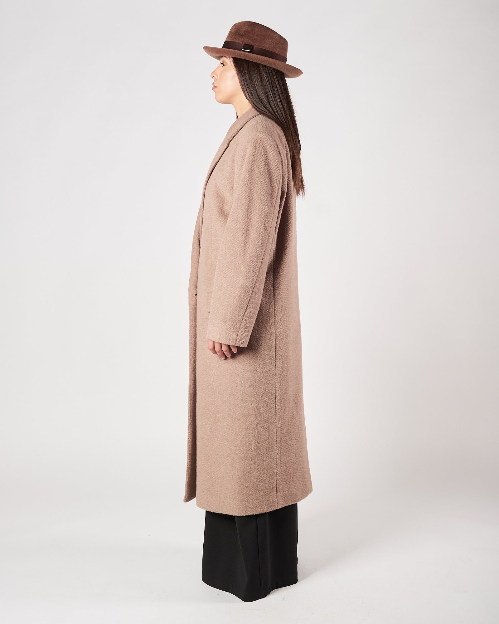 Cappotto Eleh lungo doppio petto fango