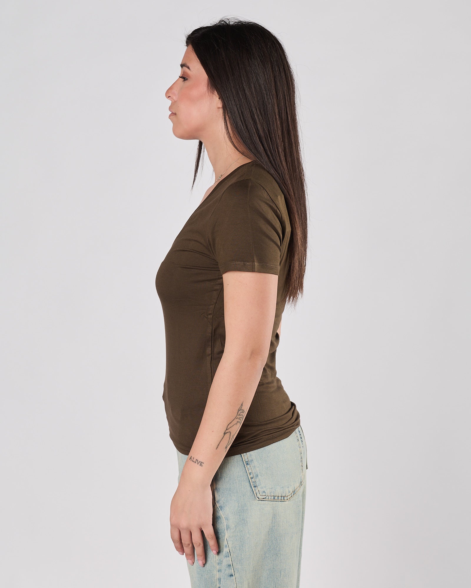 T-shirt Majestic scollo v manica corta tonka