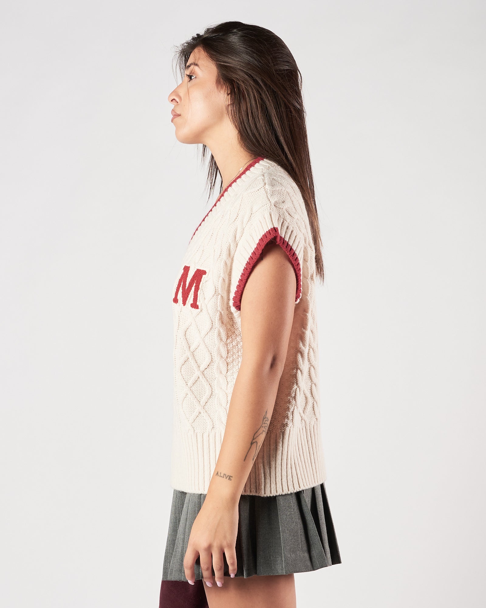 Gilet Marc Ellis scollo v panna e rosso