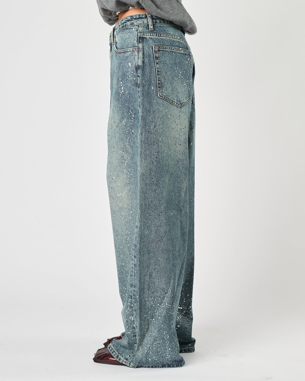 Jeans Eleh stampa effetto vernice blu