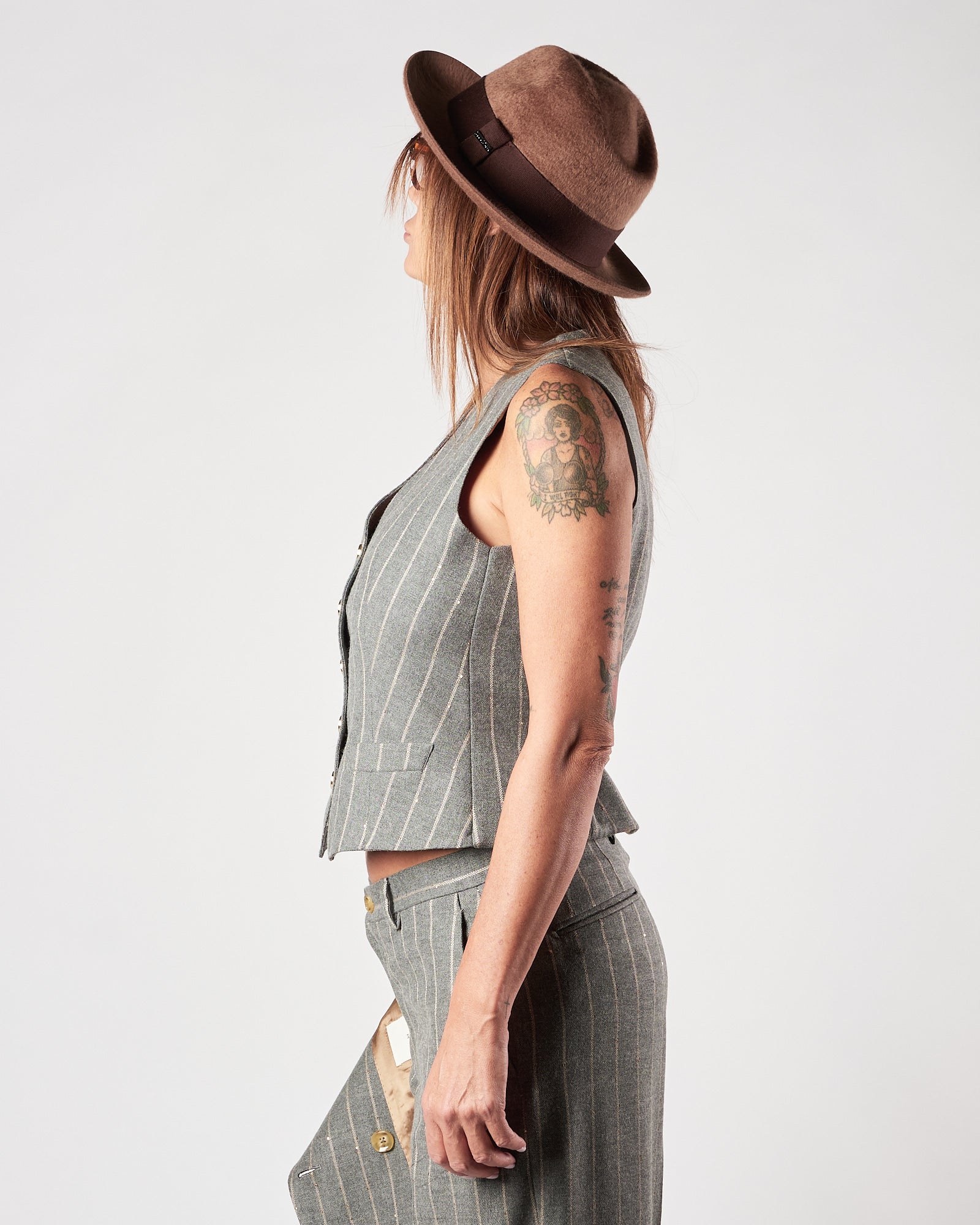 Gilet Lbm1911 gessato grigio con paillettes