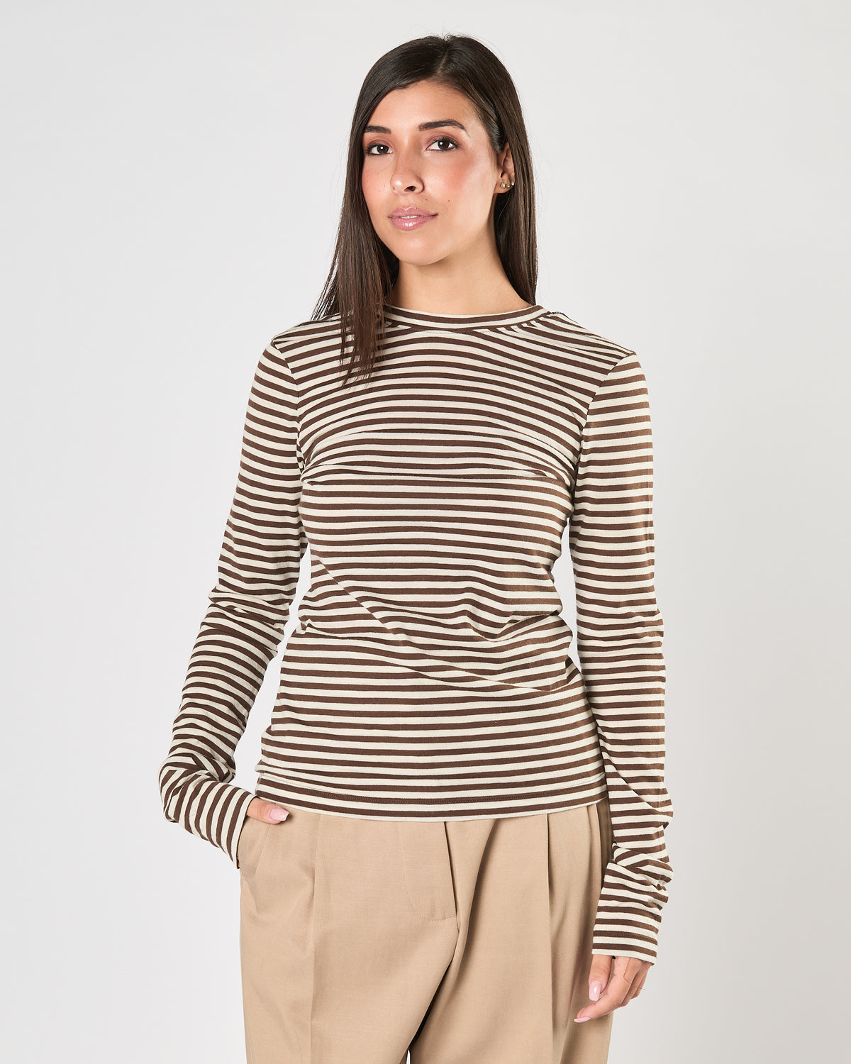 Maglia Tela9 riga marrone e bianca
