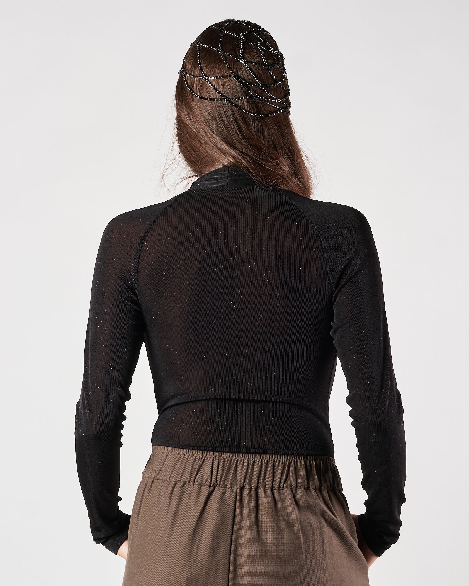 Body Eleh maniche lunghe lurex nero