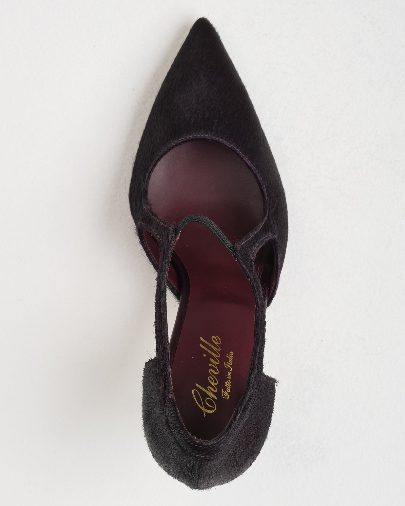 Scarpa Cheville cavallino bordeaux con taccco