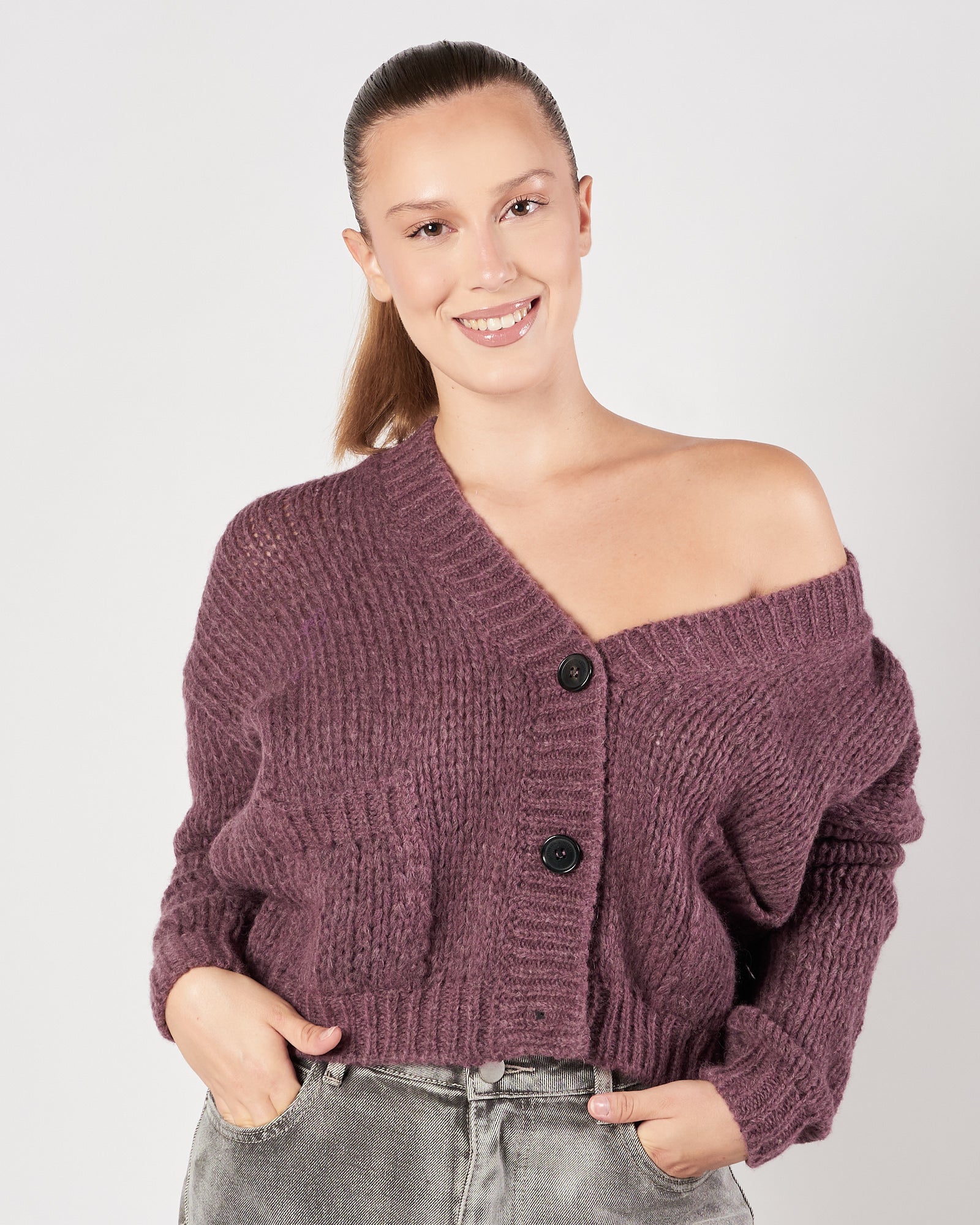 Cardigan Roberto Collina scollo bordeaux