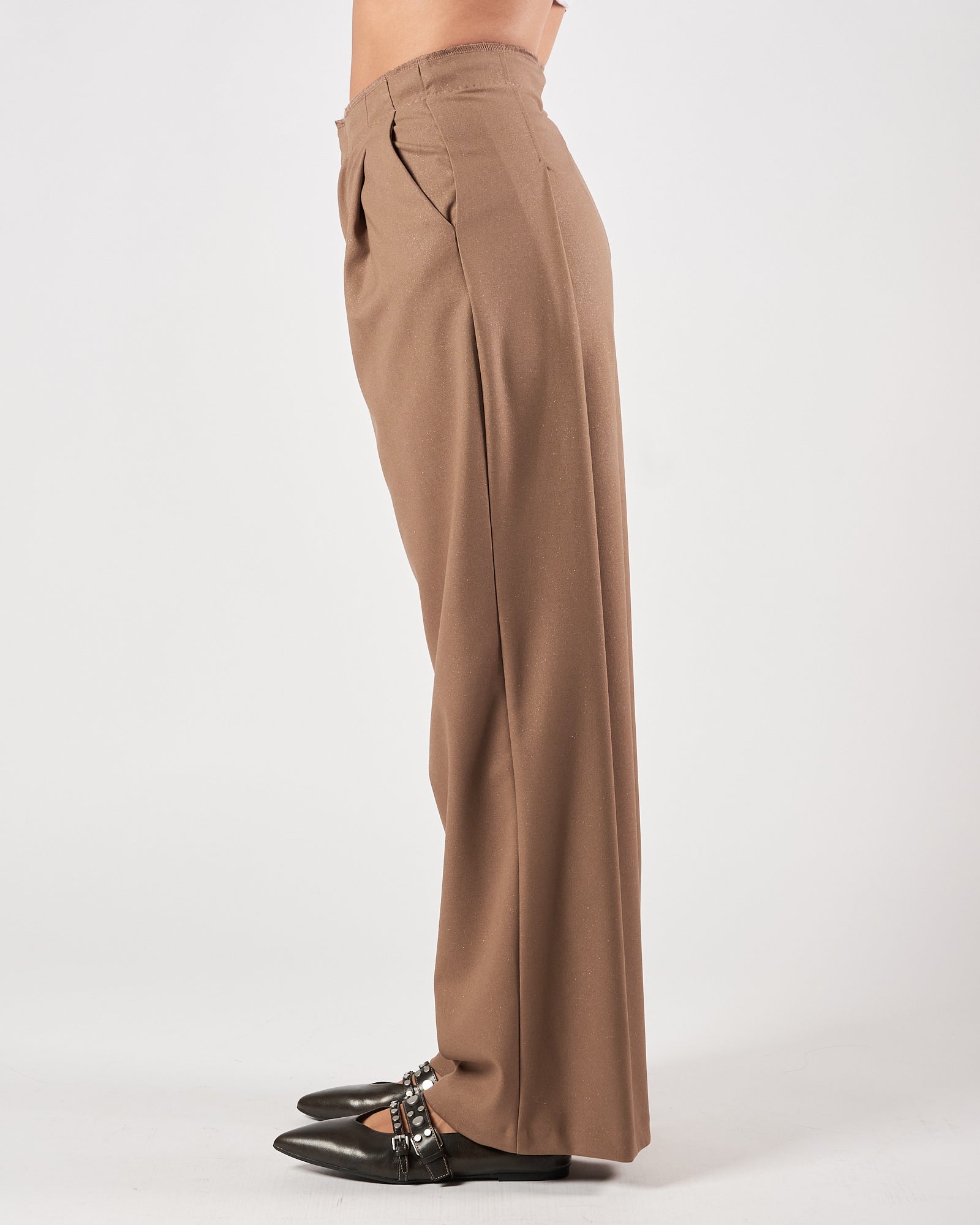 Pantalone Eleh largo grigio fango