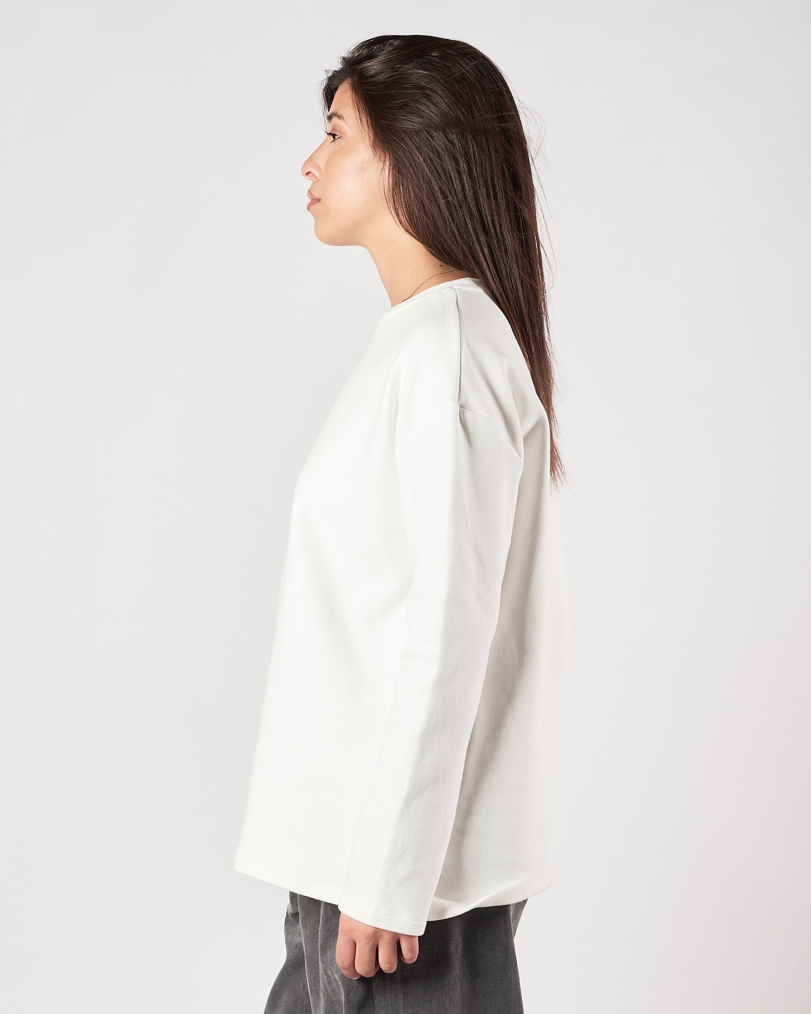 Maglia Eleh maniche lunghe felpata bianca