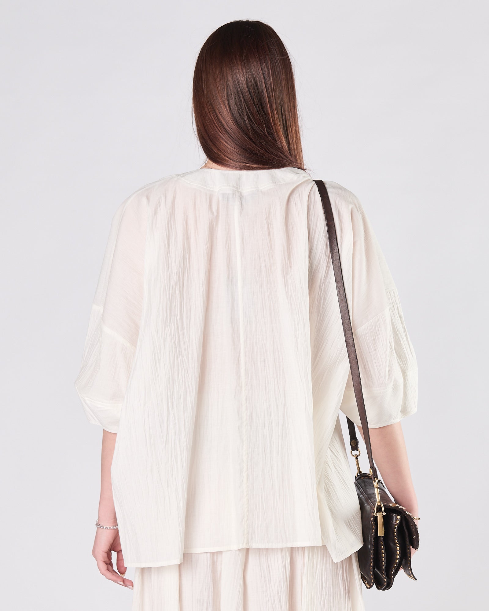 Camicia Tela9 over cotone stropicciato panna