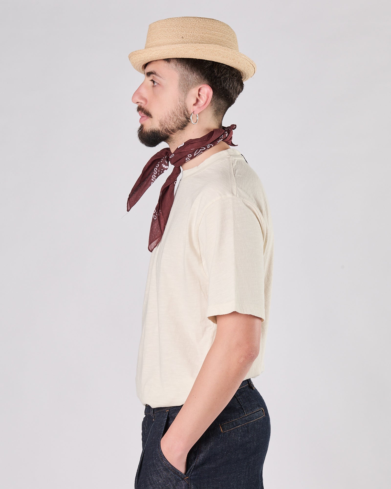 T-shirt Aimé regular cotone fiammato crema