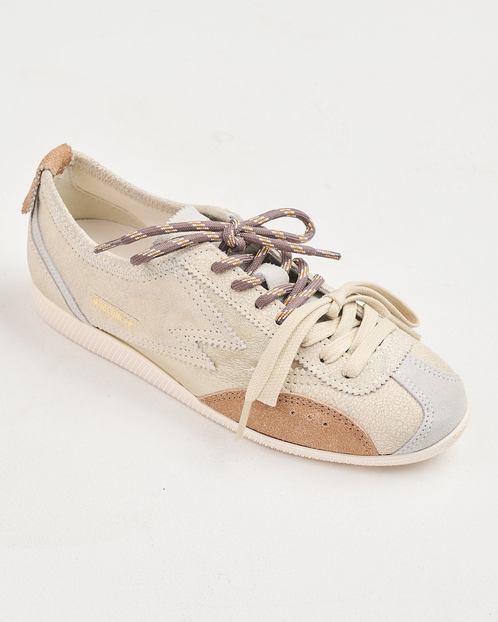 Sneaker Moaconcept Off white/Cognac dettaglio oro