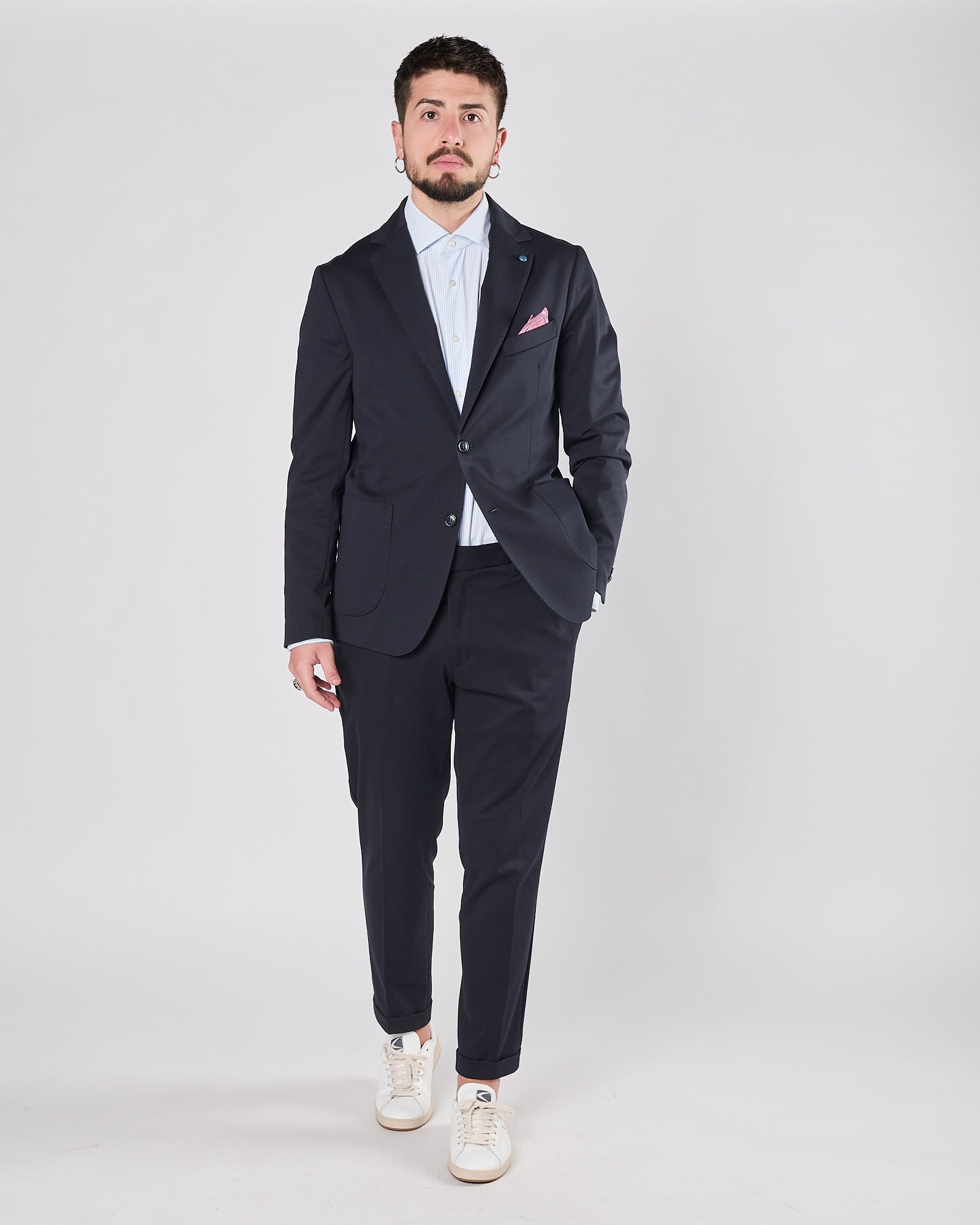 Giacca Enjoy in jersey un petgto blu