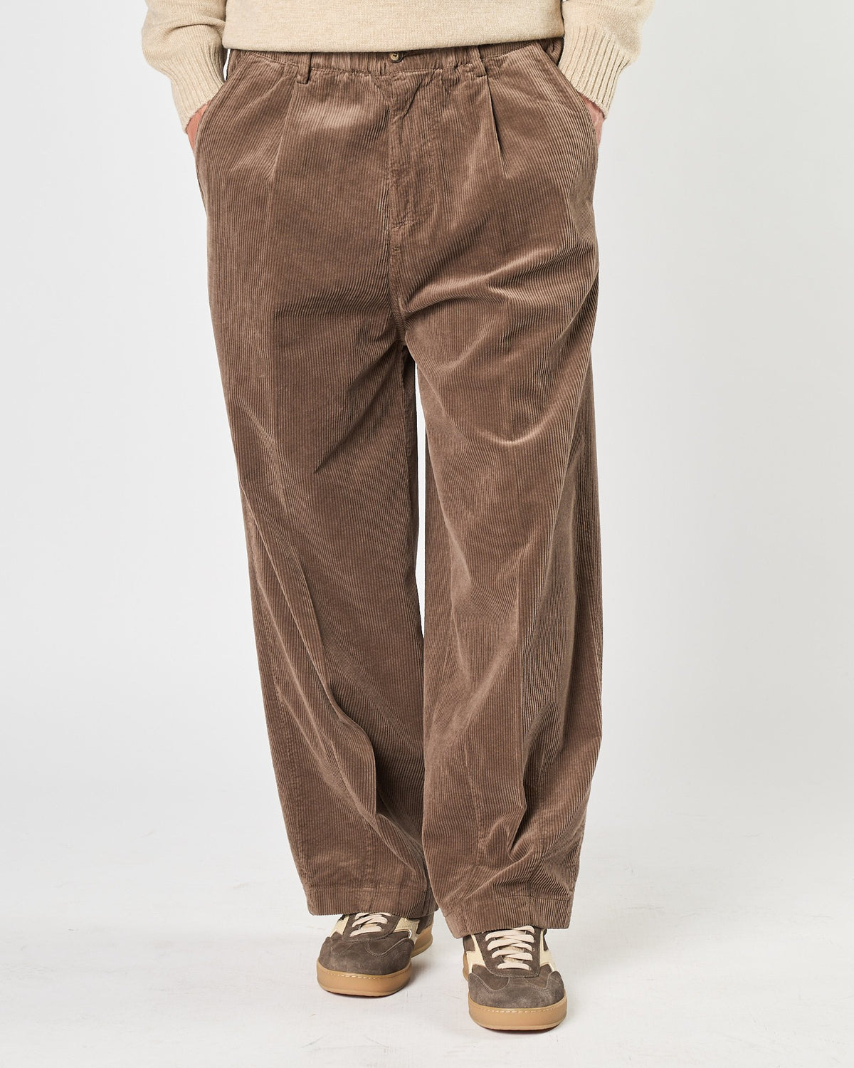 Pantalone Bonheur morbido velluto millerighe cacao