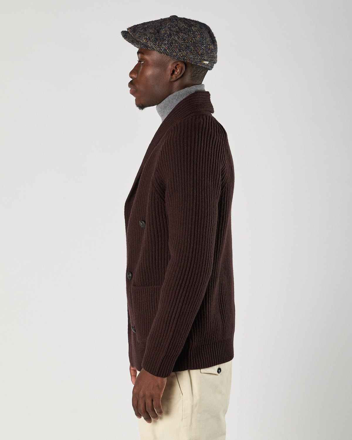 Cardigan A|STORE doppio petto collo sciallato bordeaux