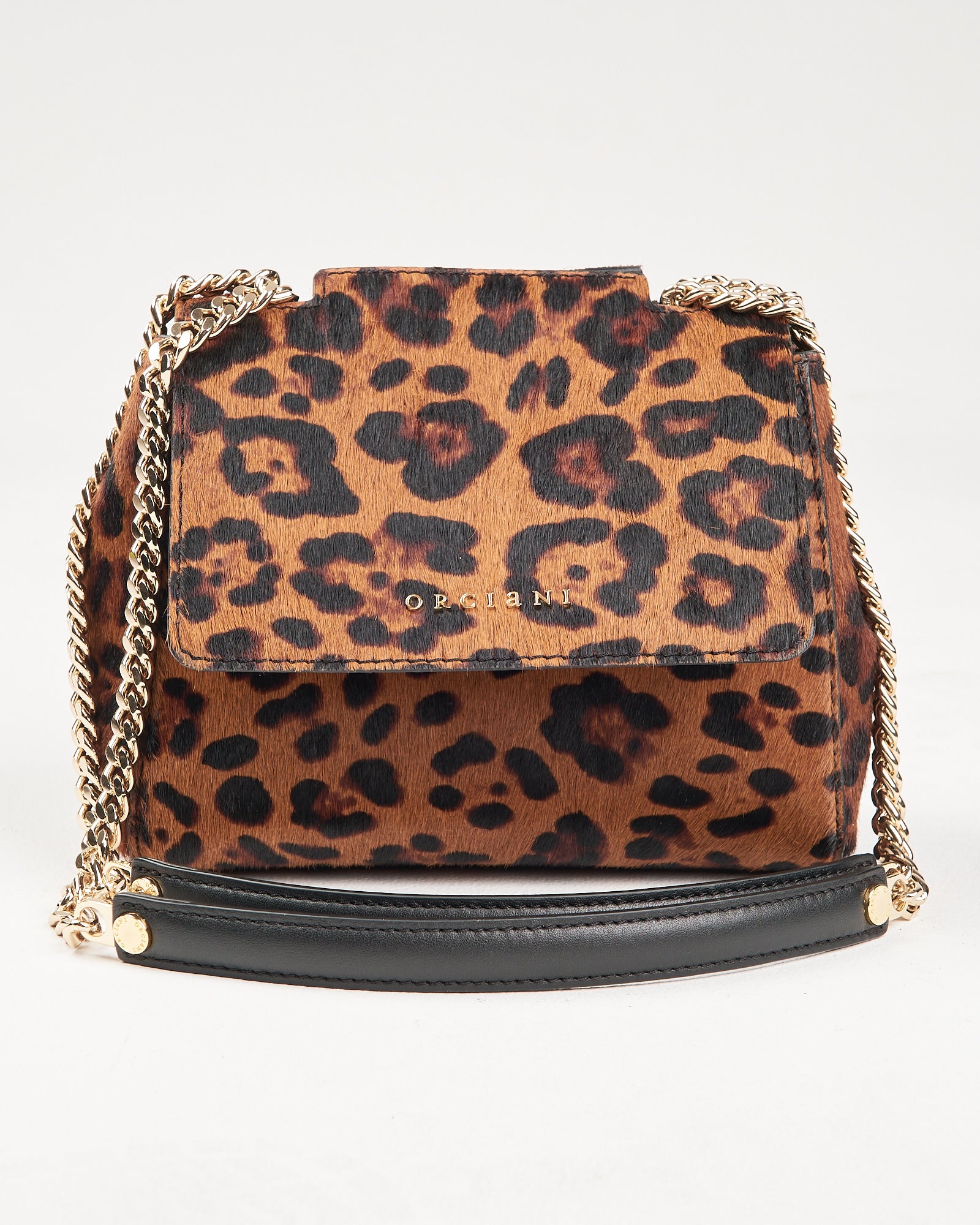 Borsa Orciani Sveva xs in cavallino leopard con catena