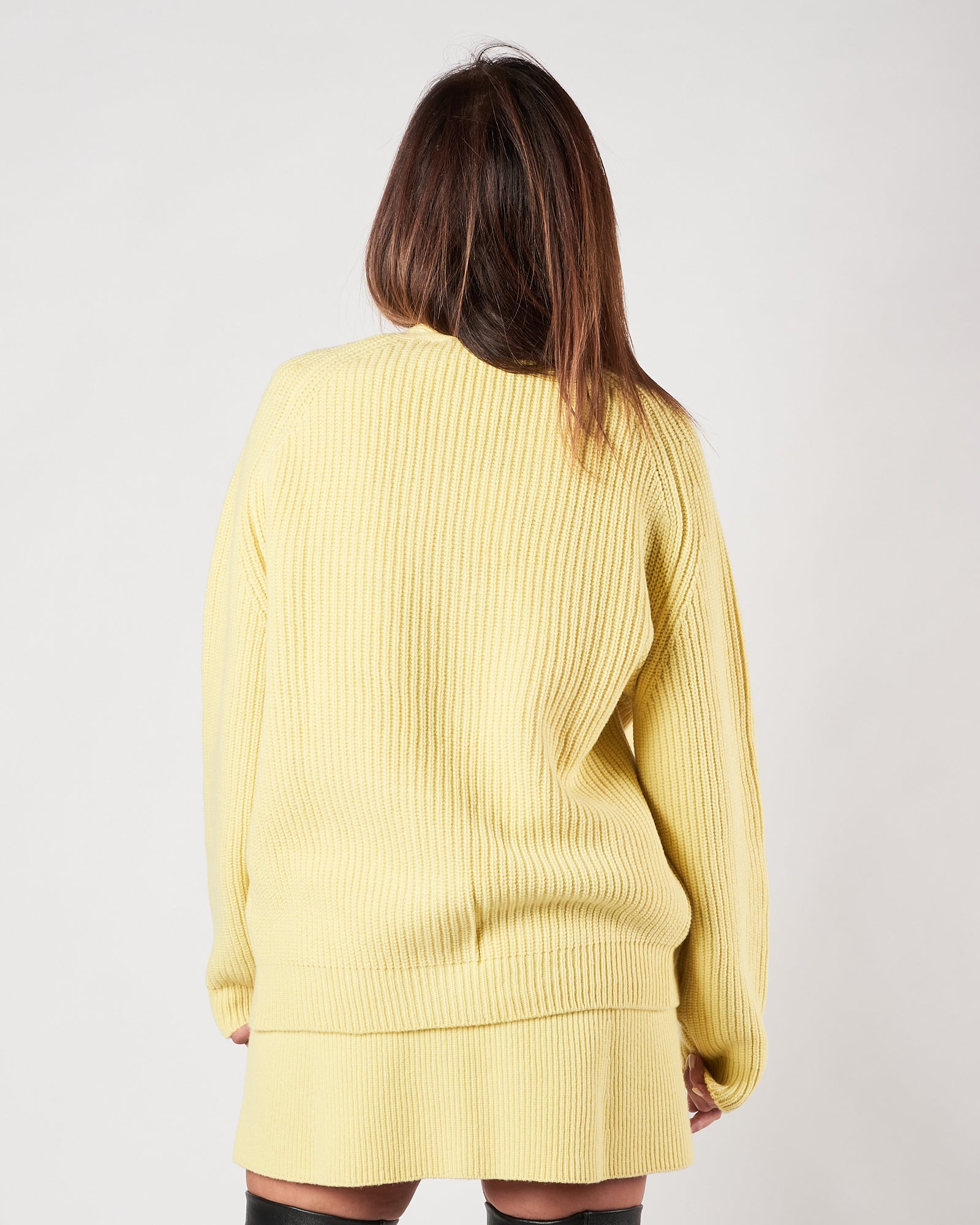 Cardigan Tela9 in maglia lime