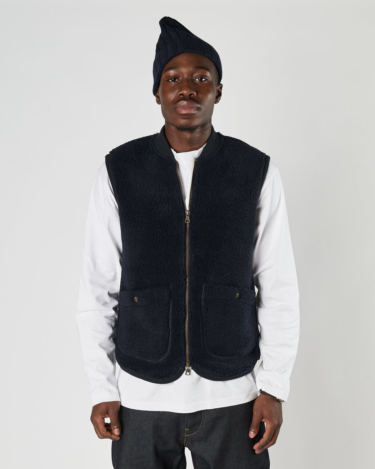 Gilet Bl'ker in pile tessuto teddy blu