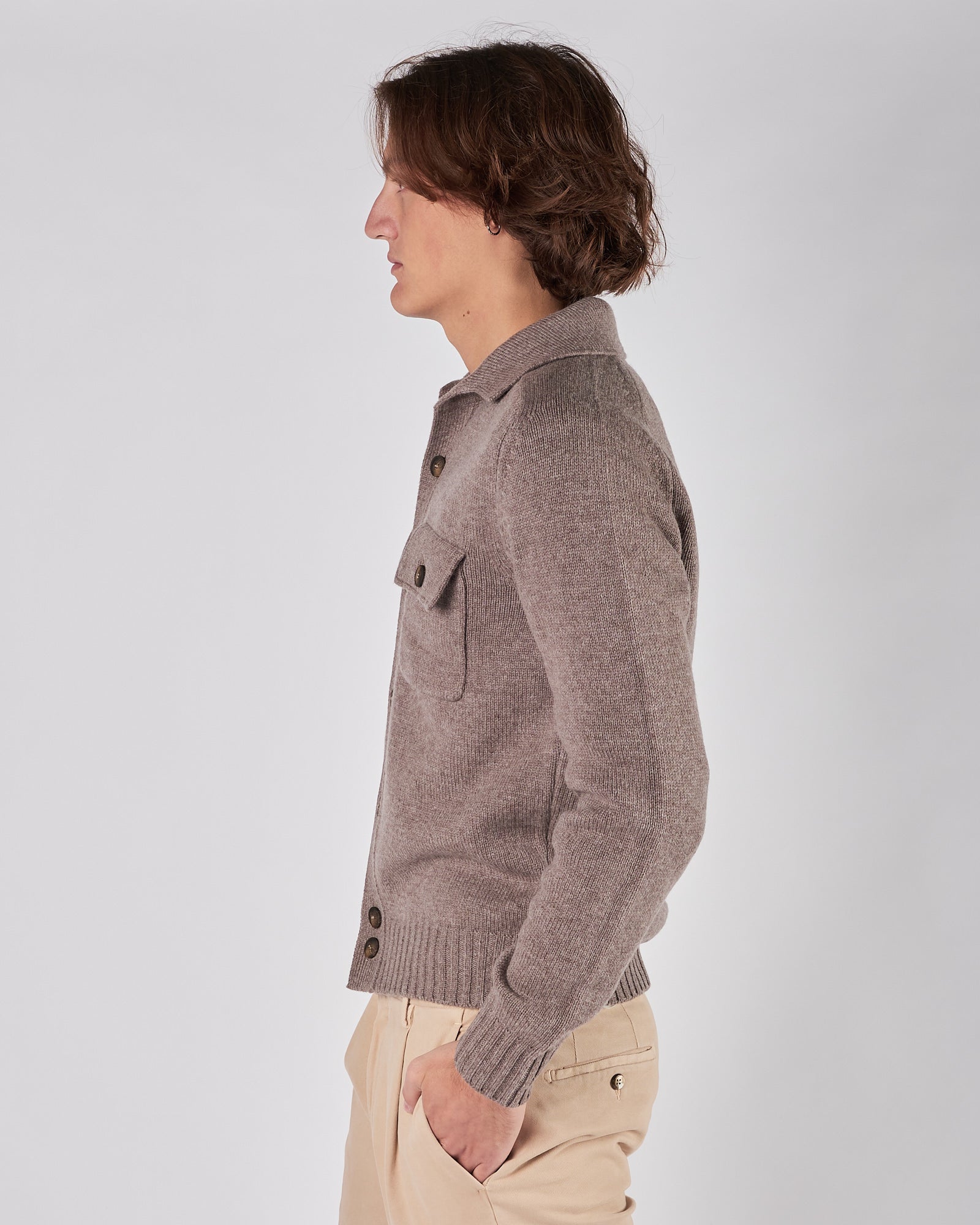 Cardigan A|STORE tortora con bottoni