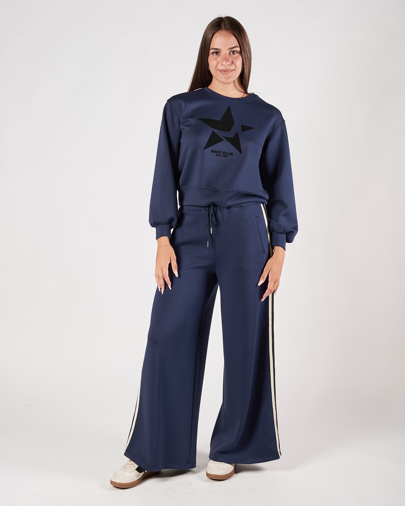 Pantalone Marc Ellis in felpa morbido blu