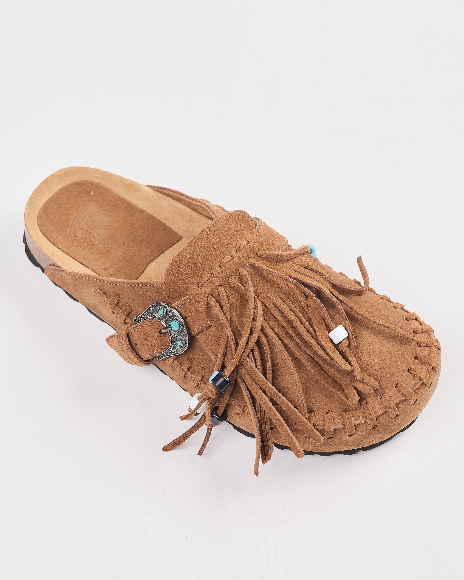 Ciabatta Taji con frange in suede roble