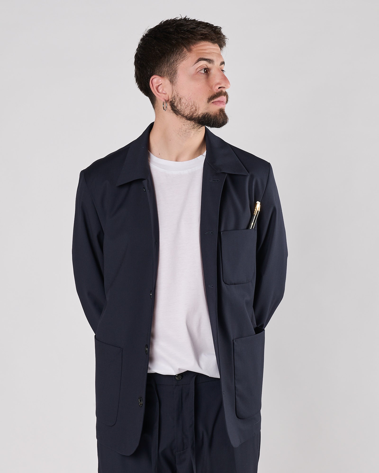 Giacca Camicia Officina36 morbida blu